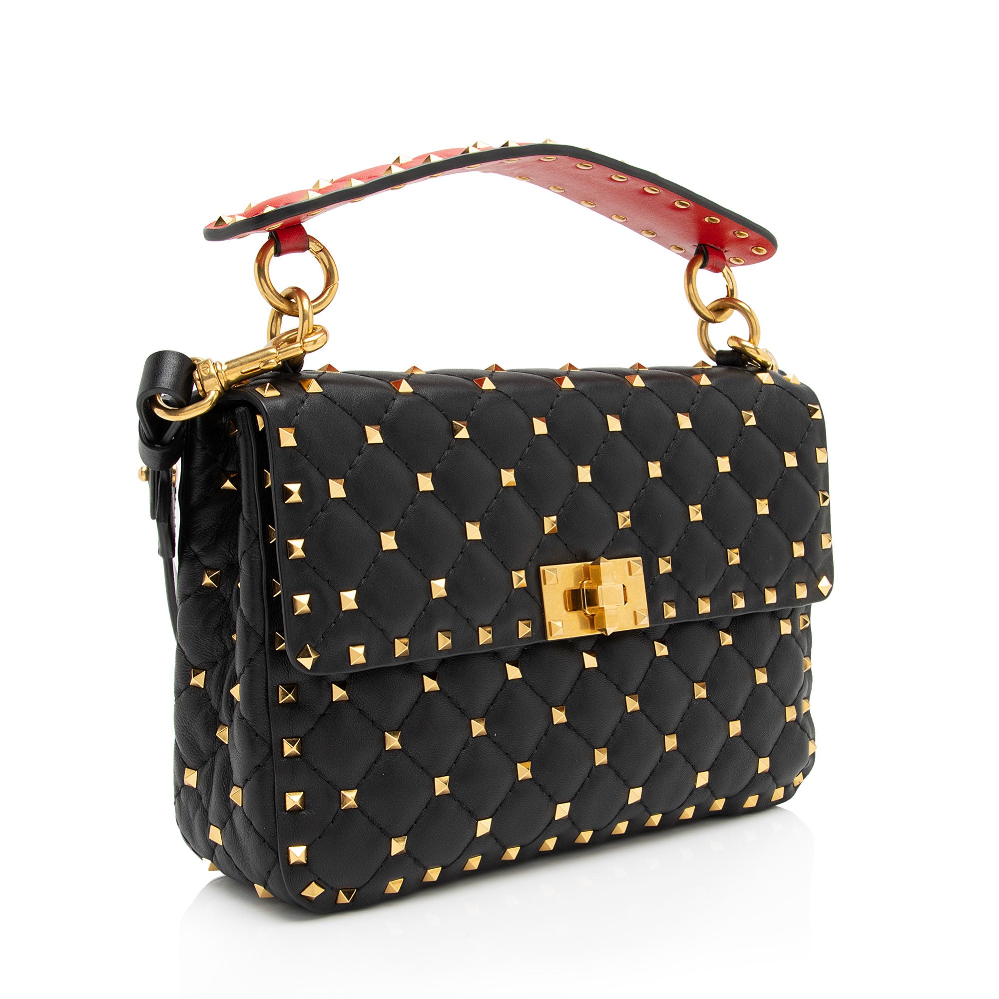 Valentino Calfskin Rockstud Spike Up Shoulder Bag (SHF-wWnaqz)