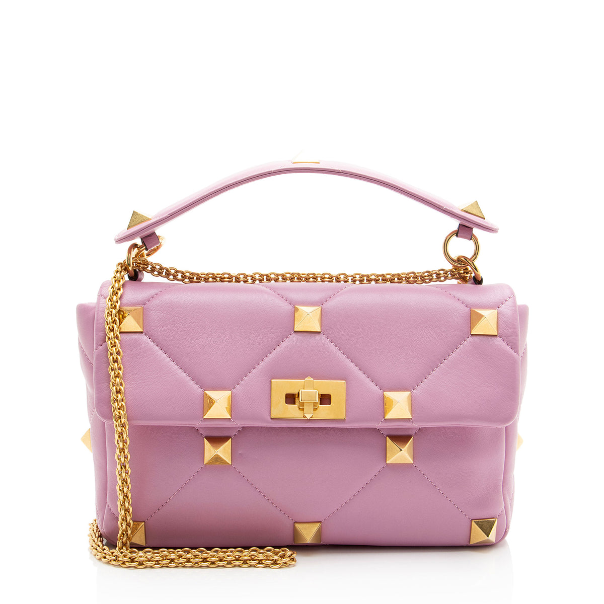 Valentino Calfskin Roman Stud Medium Shoulder Bag