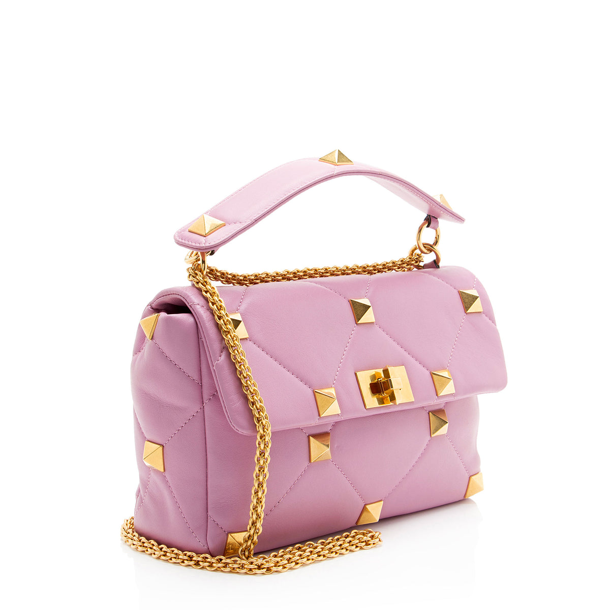 Valentino Calfskin Roman Stud Medium Shoulder Bag
