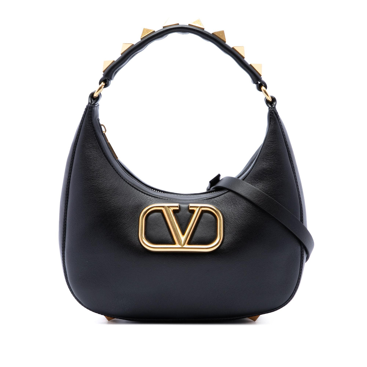 Valentino Calfskin Stud Sign Zip Hobo