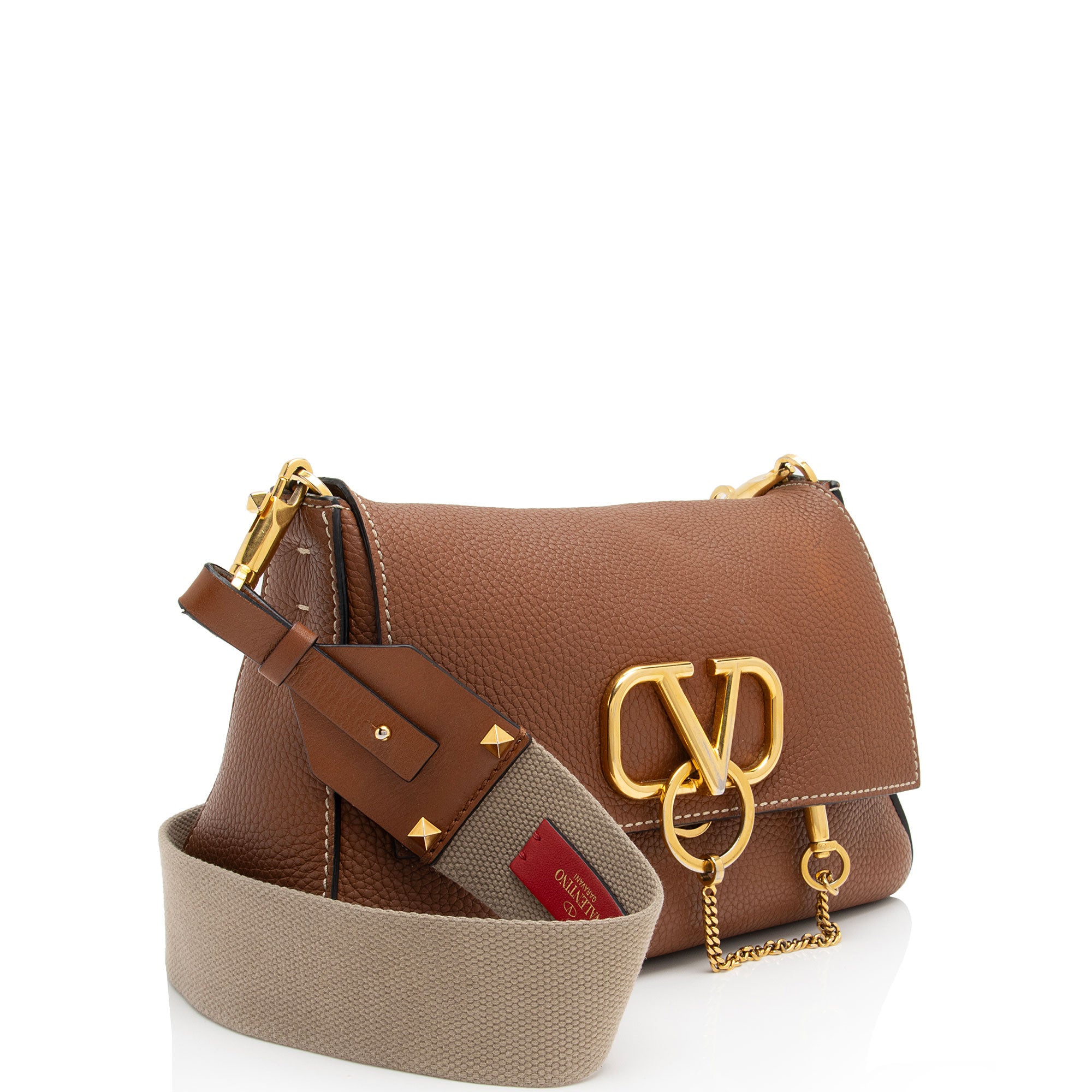 Valentino Calfskin Vring Flap Saddle Bag (SHF-Wbg0DV)