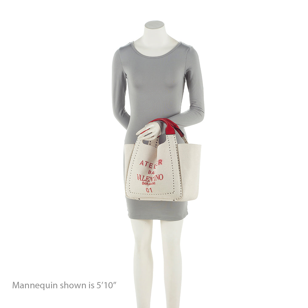 Valentino Canvas Pleated Atelier 01 Tote (SHF-22018)