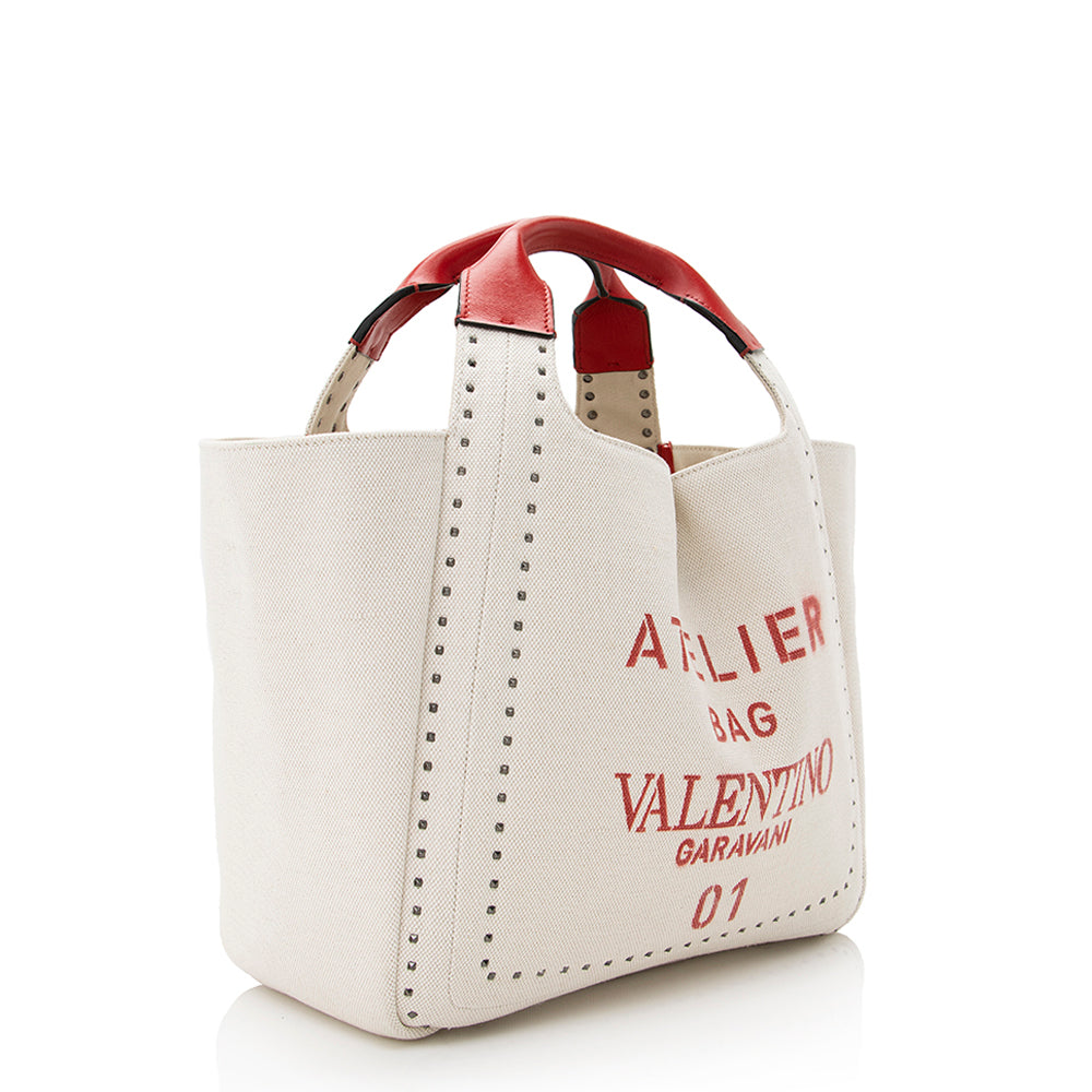 Valentino Canvas Pleated Atelier 01 Tote (SHF-22018)