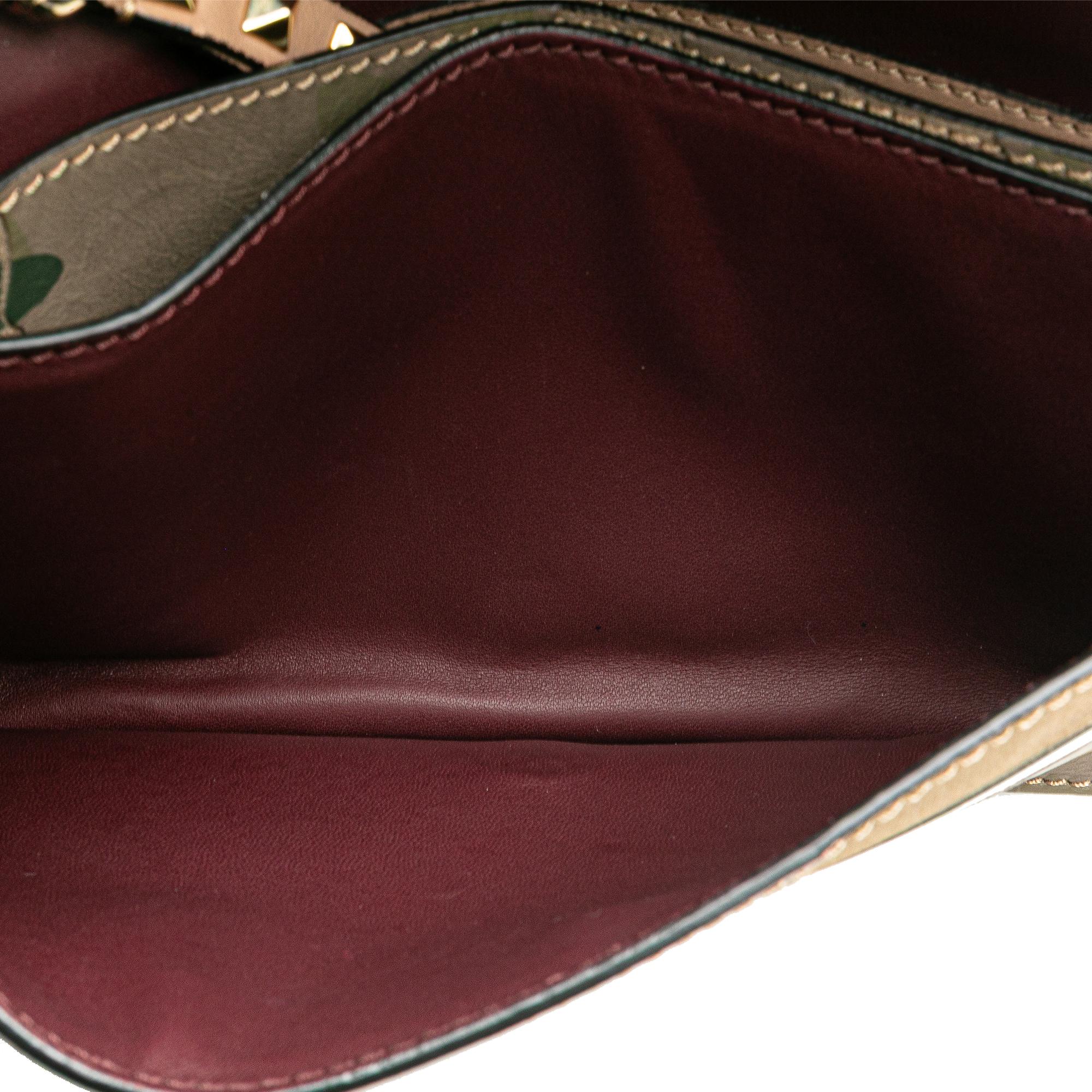 Valentino Canvas and Nappa Camouflage Rockstud Wristlet Clutch