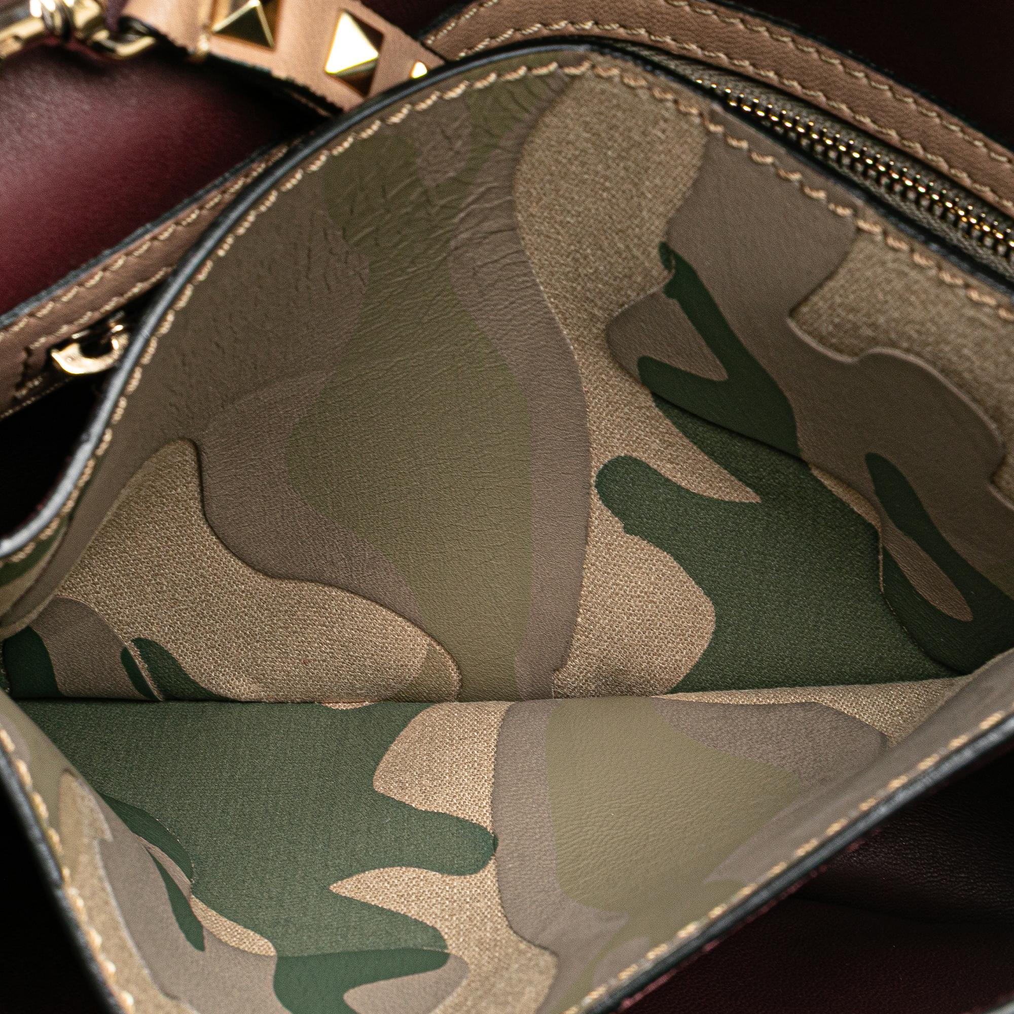 Valentino Canvas and Nappa Camouflage Rockstud Wristlet Clutch