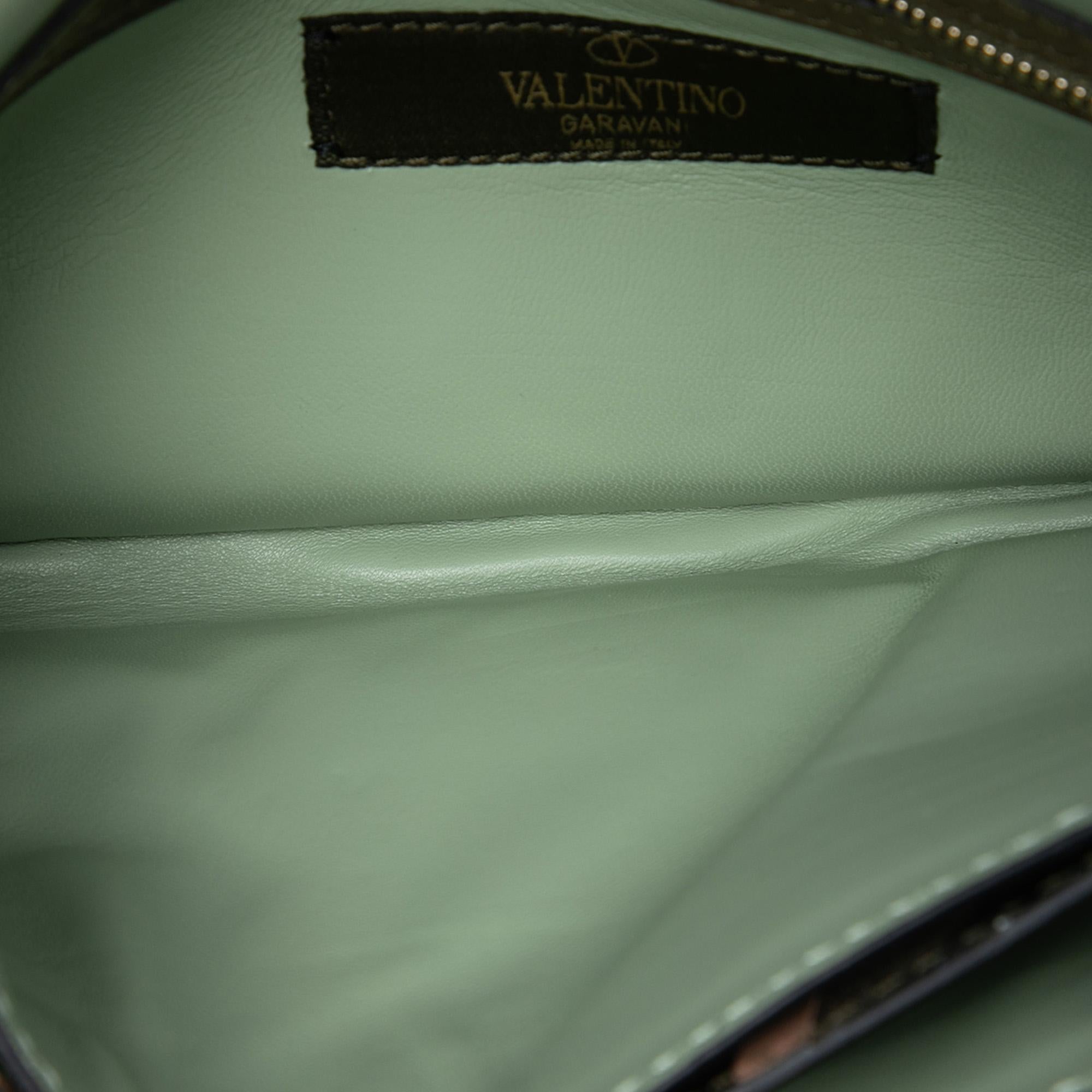 Valentino Canvas and Nappa Camouflage Rockstud Wristlet Clutch