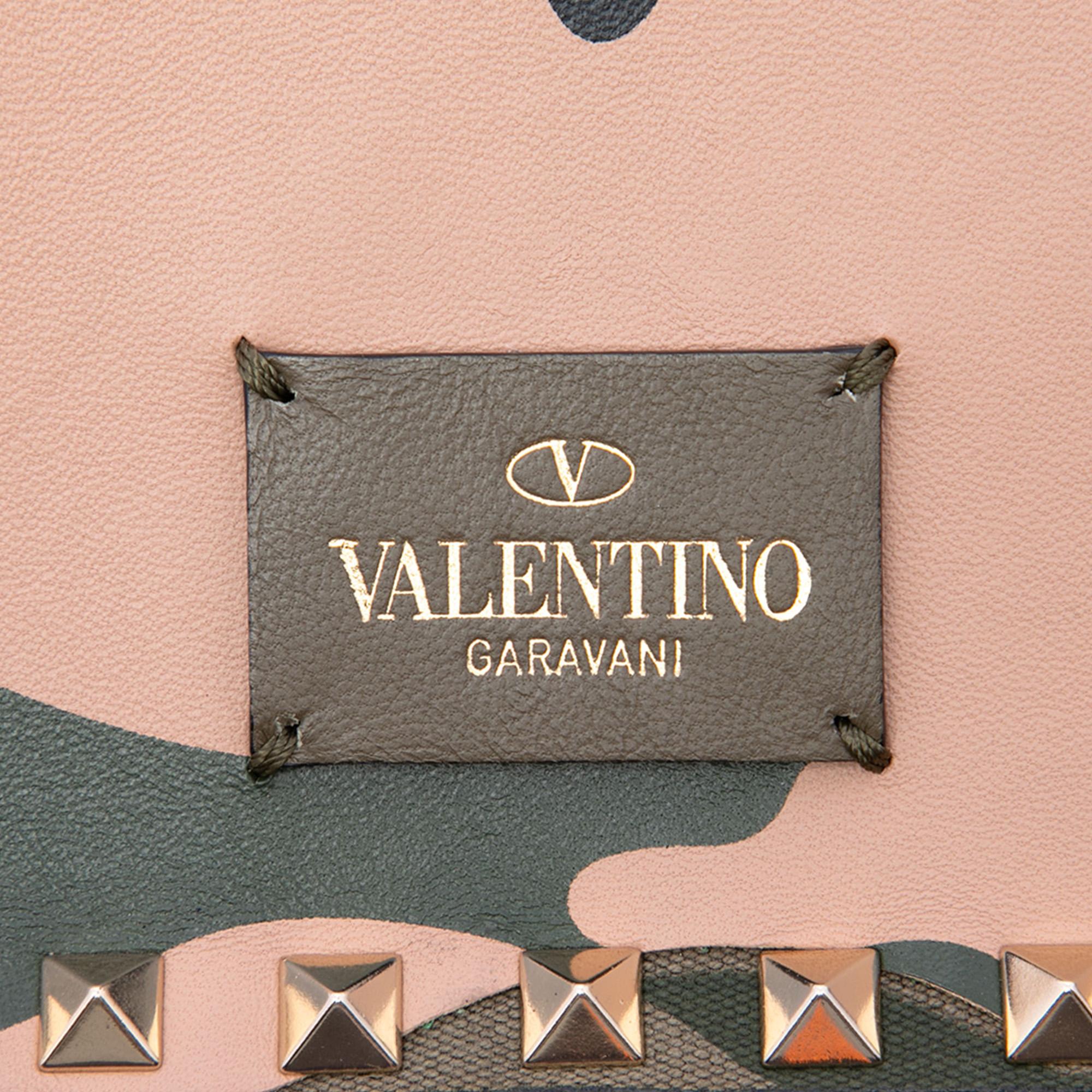 Valentino Canvas and Nappa Camouflage Rockstud Wristlet Clutch