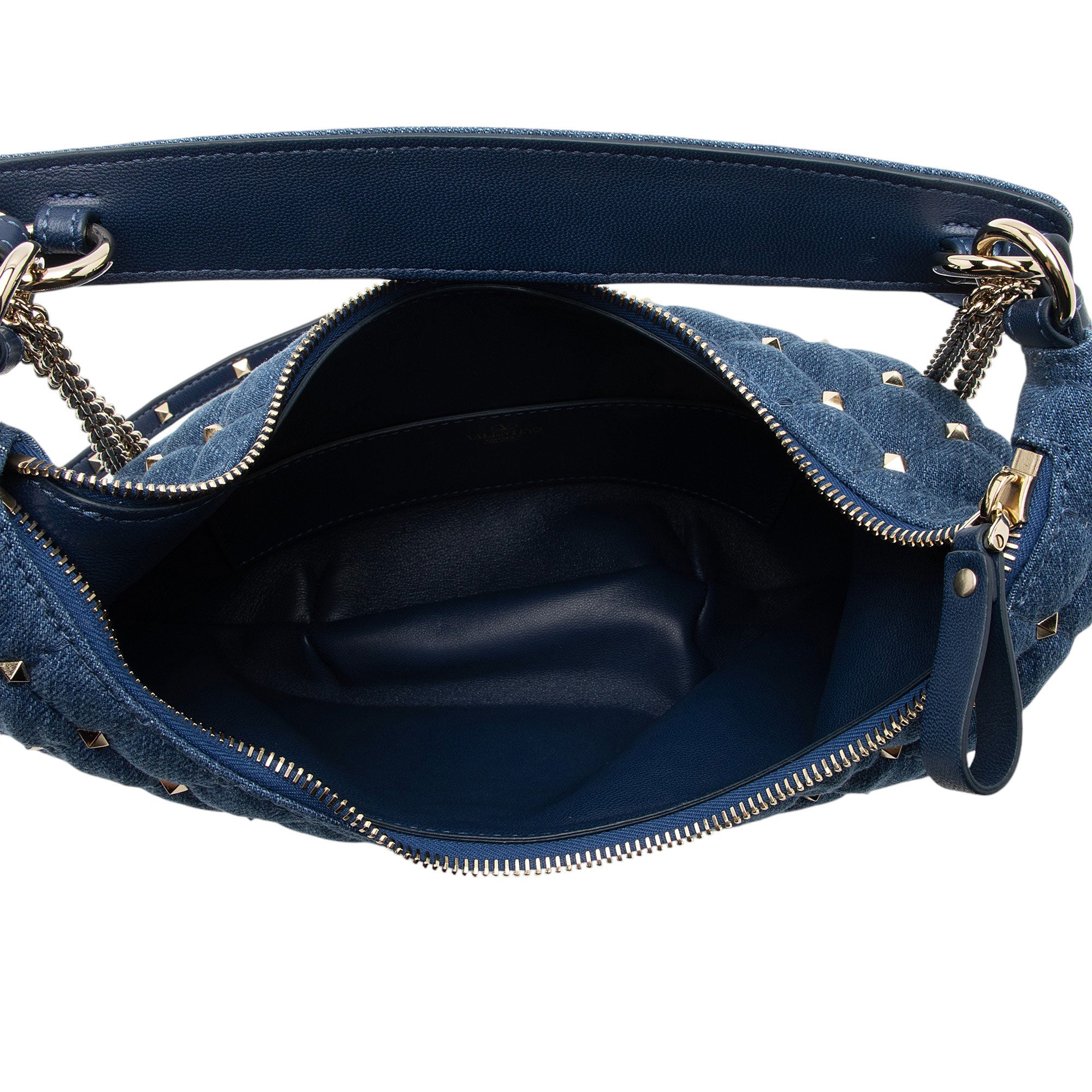 Valentino Denim Rockstud Spike Hobo