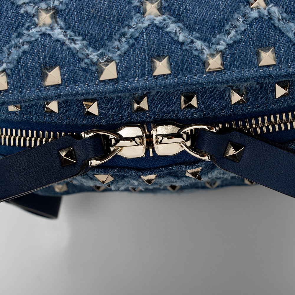 Valentino Denim Rockstud Spike Mini Backpack