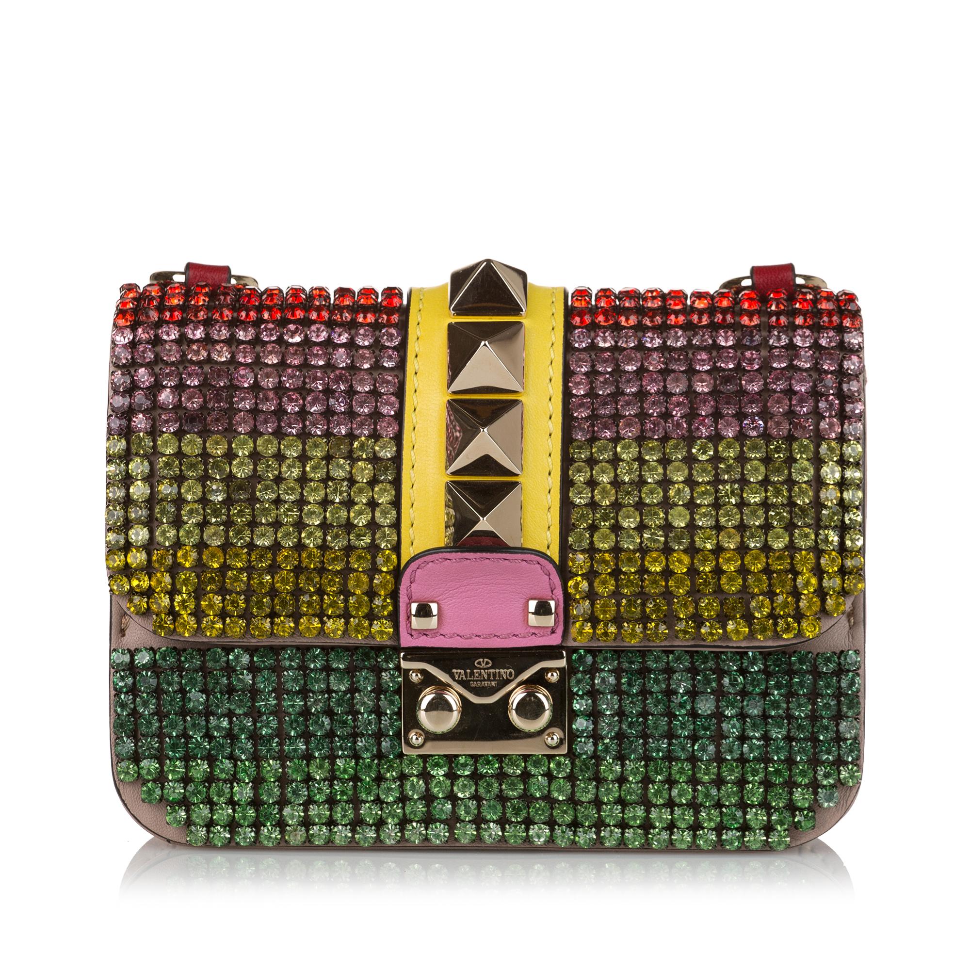 Valentino Embellished Crystal Rockstud Glam Lock Crossbody Bag (SHG-pup2QL)