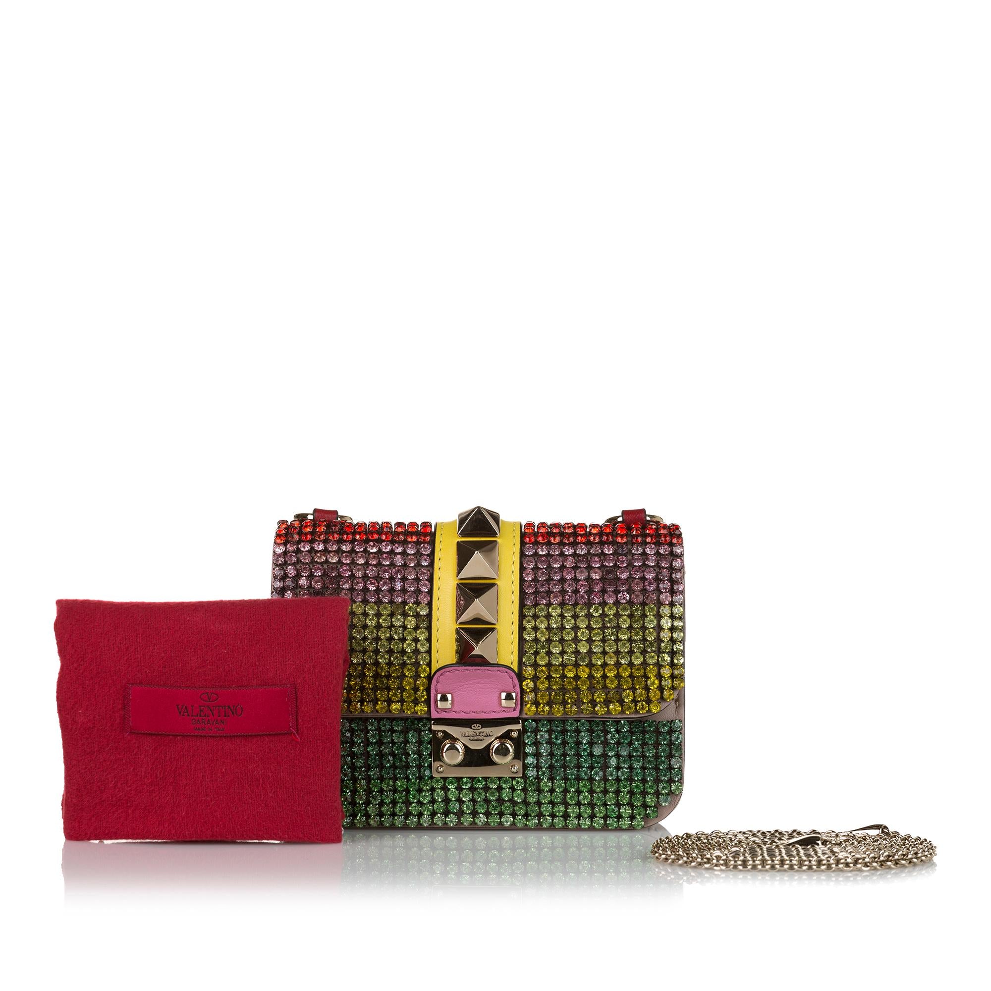 Valentino Embellished Crystal Rockstud Glam Lock Crossbody Bag (SHG-pup2QL)