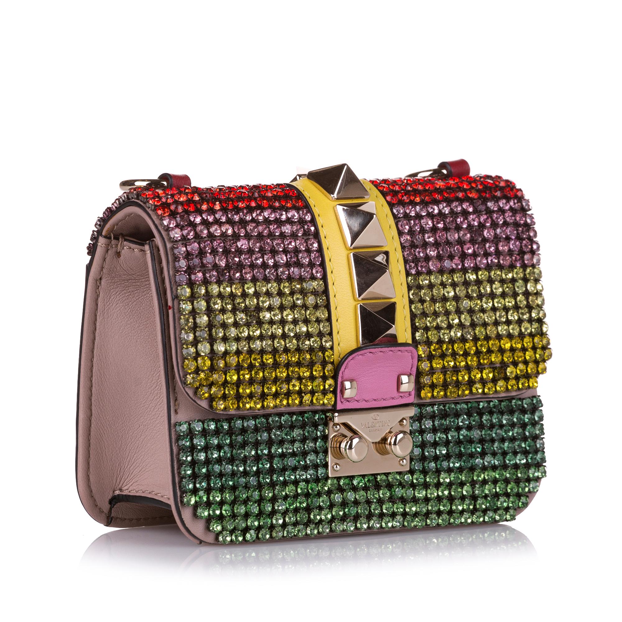 Valentino Embellished Crystal Rockstud Glam Lock Crossbody Bag