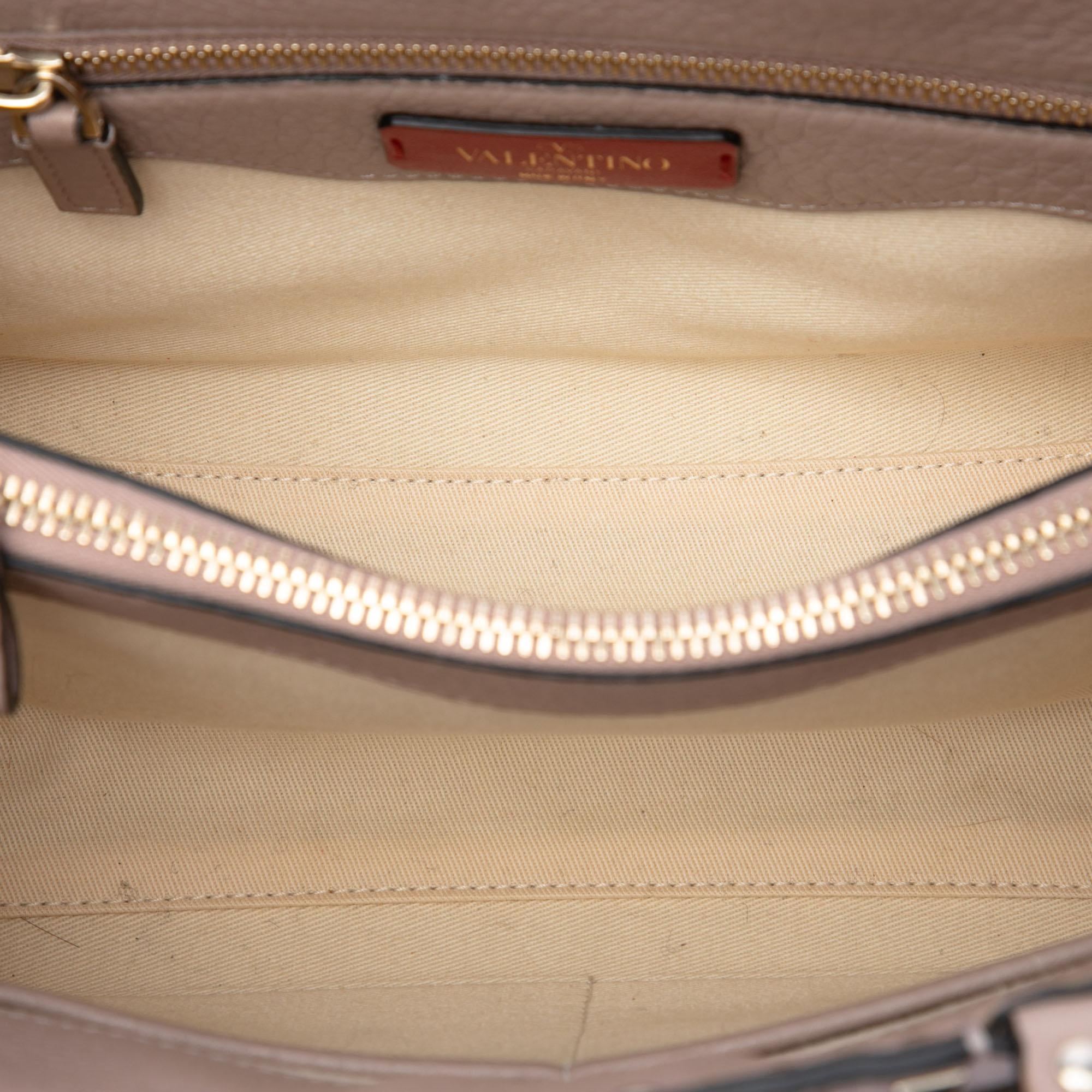 Valentino Grained Calfskin Rockstud Flip Lock Tote