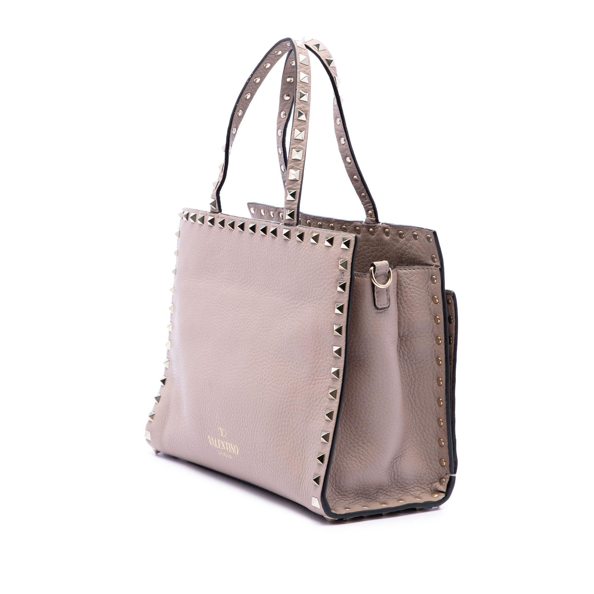 Valentino Grained Calfskin Rockstud Flip Lock Tote