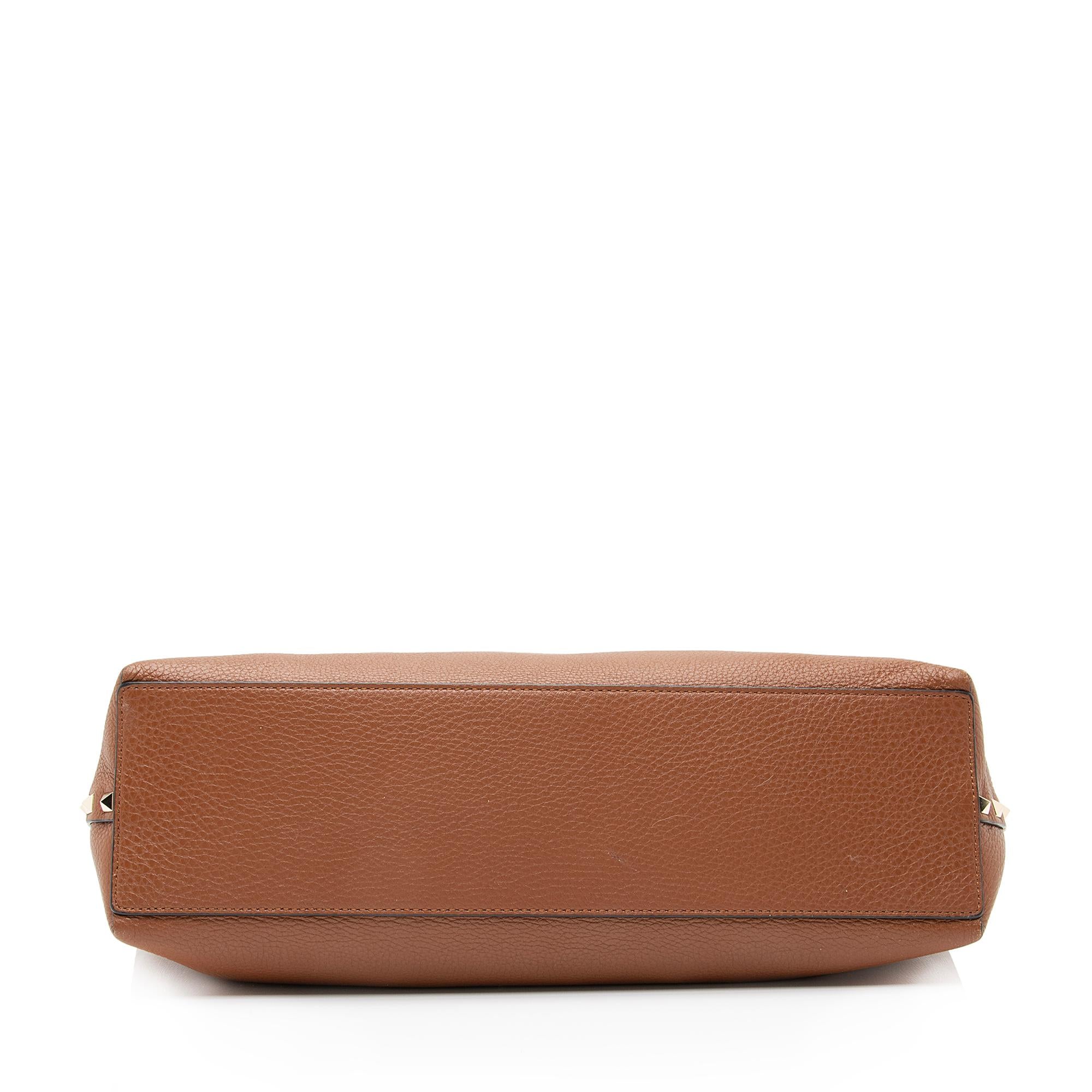 Valentino Grainy Calfskin Rockstud Slouch Medium Tote