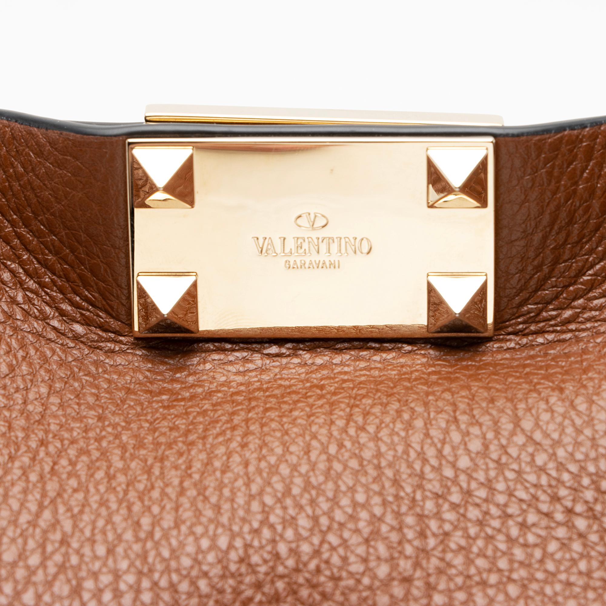 Valentino Grainy Calfskin Rockstud Slouch Medium Tote