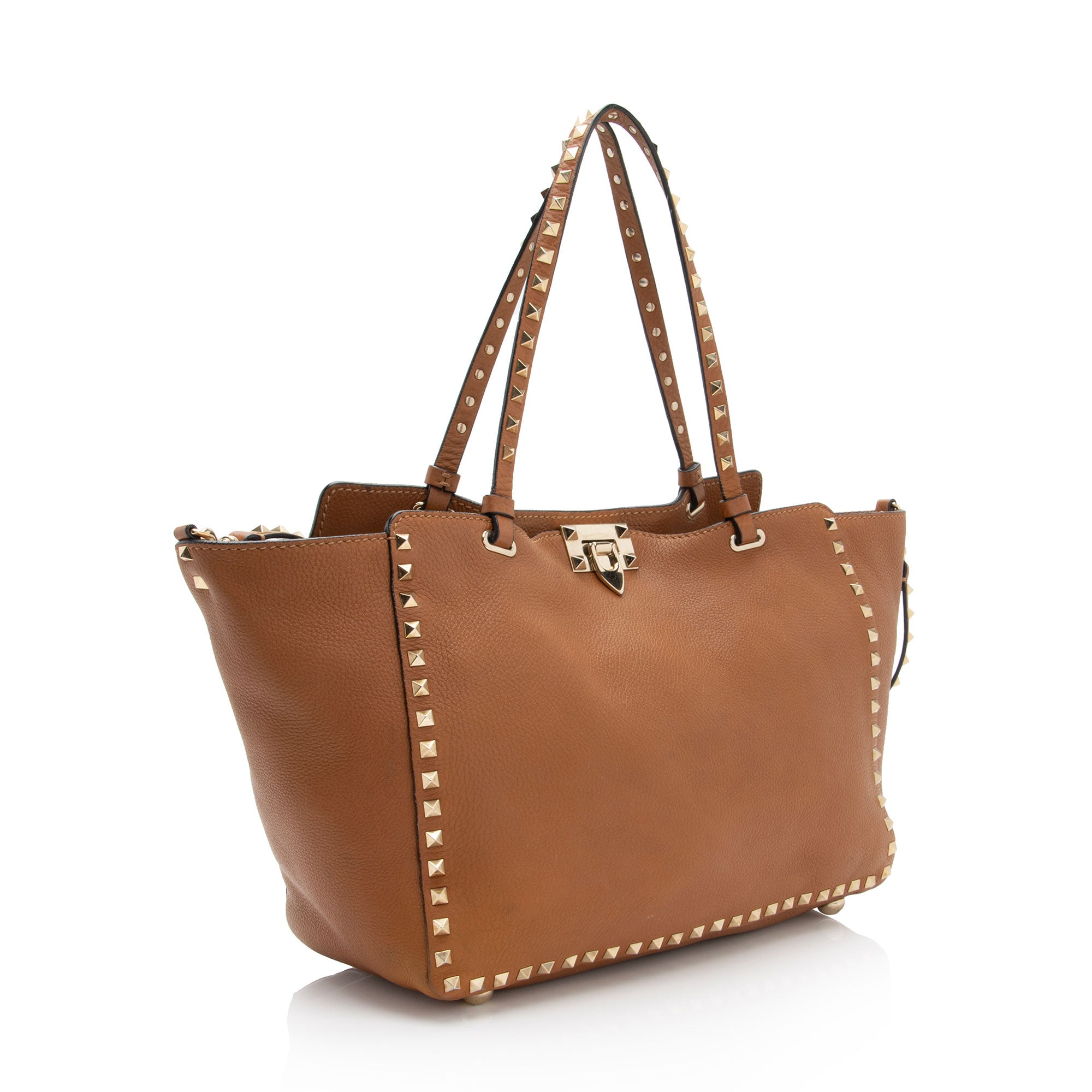 Valentino Grainy Calfskin Rockstud Medium Tote (SHF-7UH6kc)