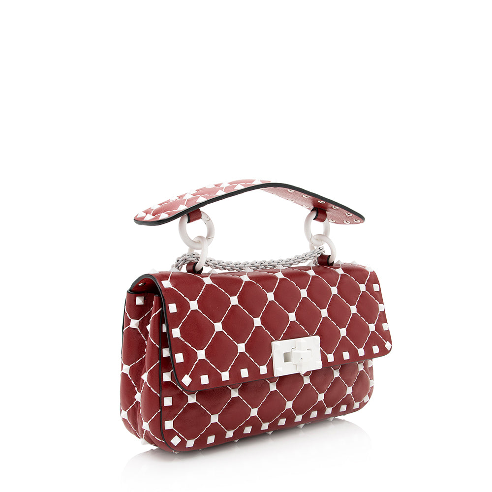 Valentino Calfskin Rockstud Spike Up Chain Small Shoulder Bag (SHF-20489)