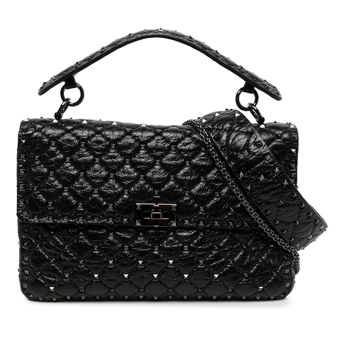 Valentino Large Crinkled Nappa Rockstud Spike Satchel