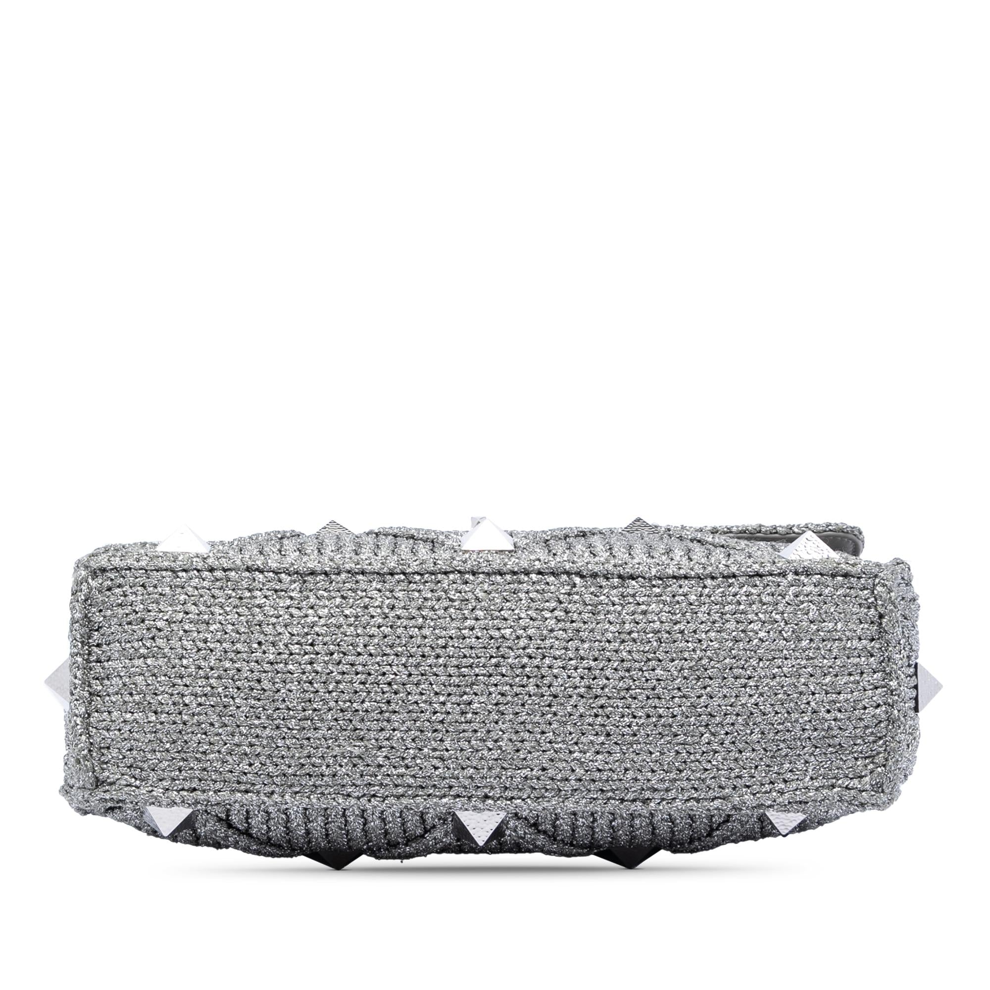 Valentino Large Metallic Knit Roman Stud Satchel