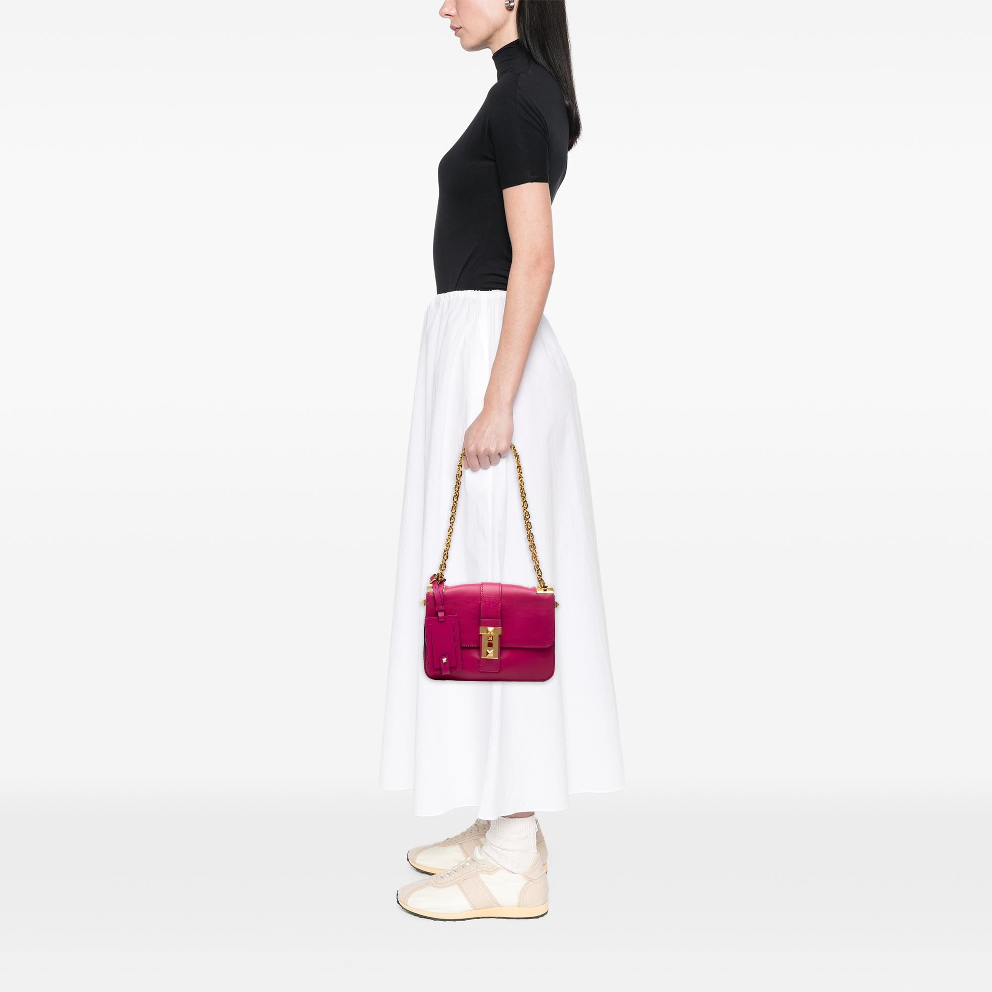 Valentino Leather B Rockstud Flap Shoulder Bag