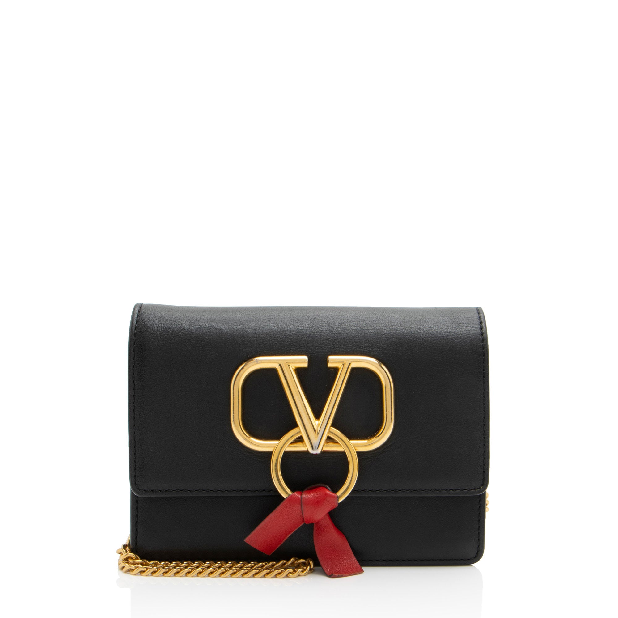 Valentino Leather Ribbon Vlogo Crossbody (SHF-JMXoCh)