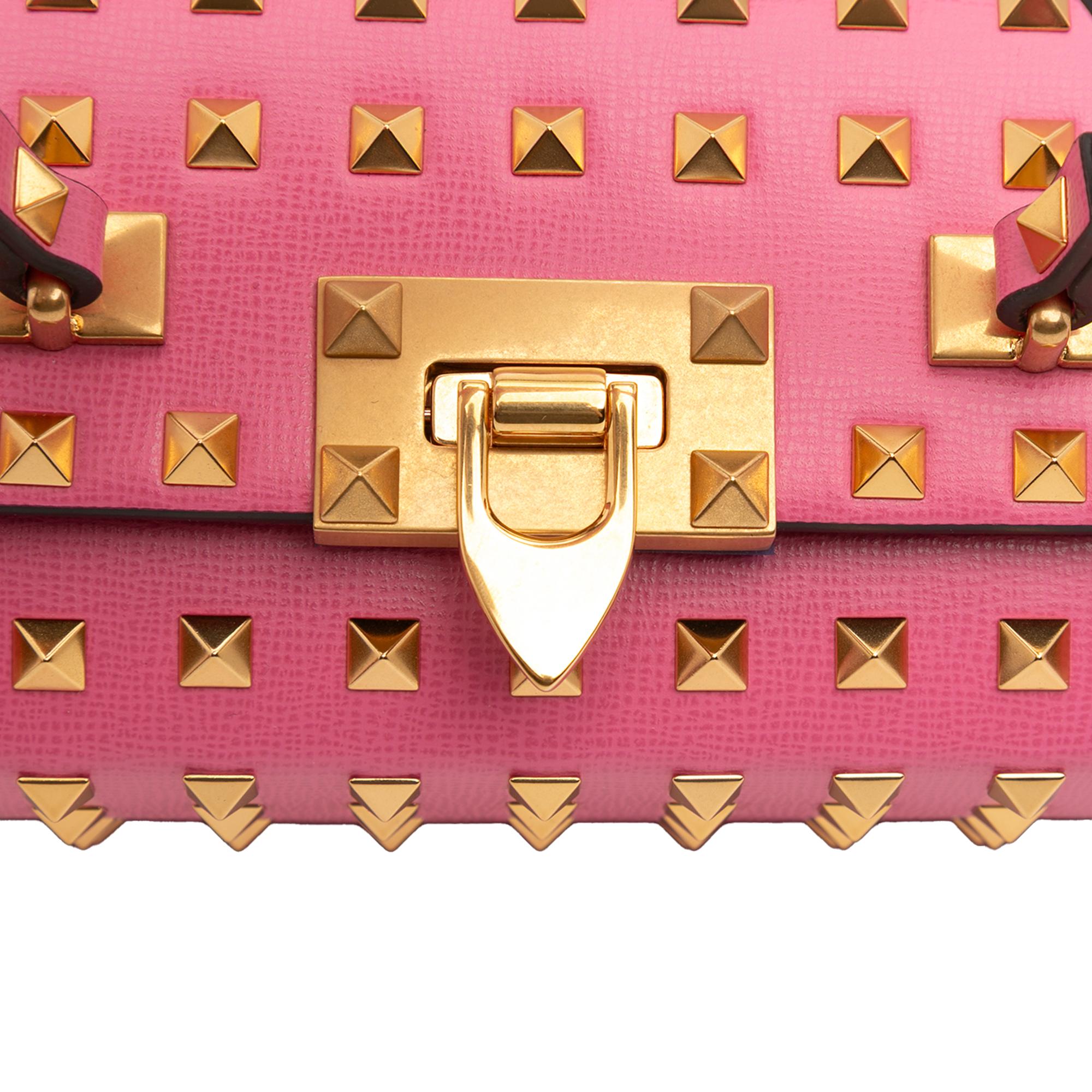 Valentino Leather Rockstud Alcove Box Top Handle Bag
