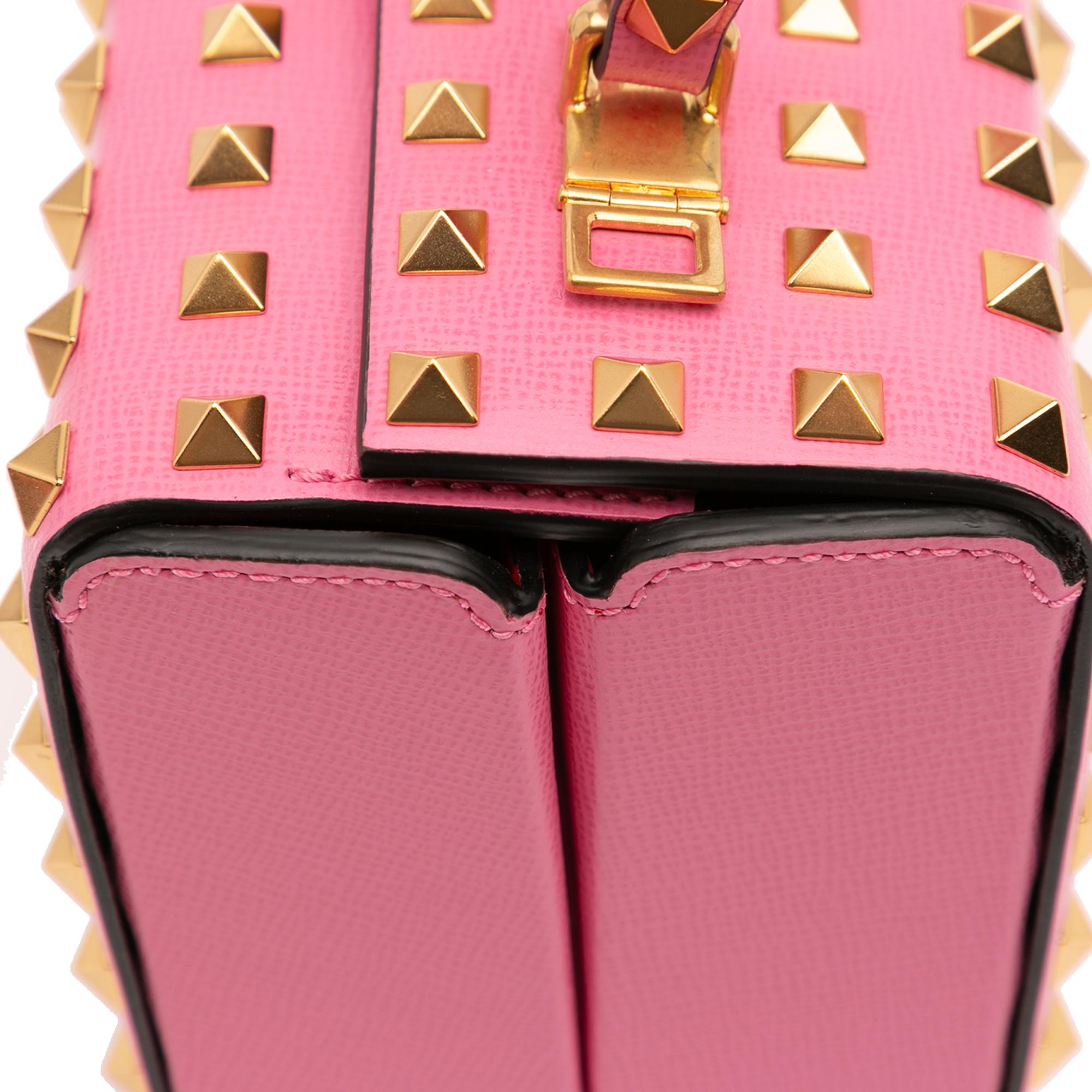Valentino Leather Rockstud Alcove Box Top Handle Bag