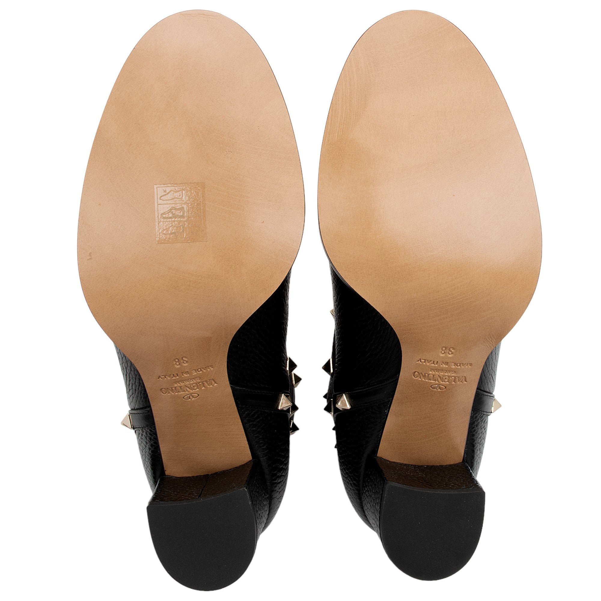 Valentino Leather Rockstud Ankle Booties - Size 8 / 38 (SHF-k8LPXl)