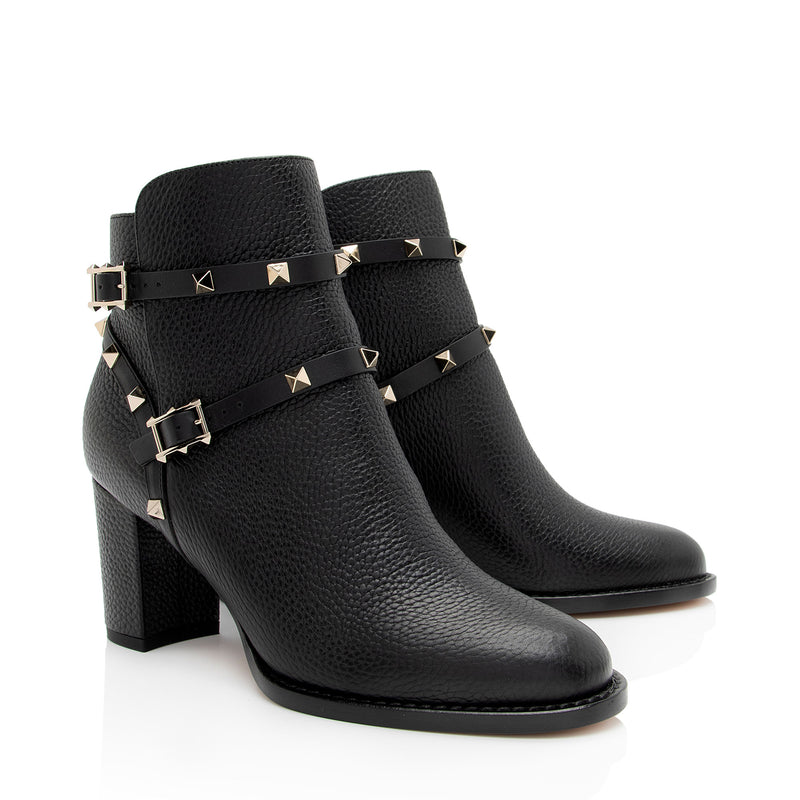 Valentino Leather Rockstud Ankle Booties - Size 8 / 38 (SHF-k8LPXl)
