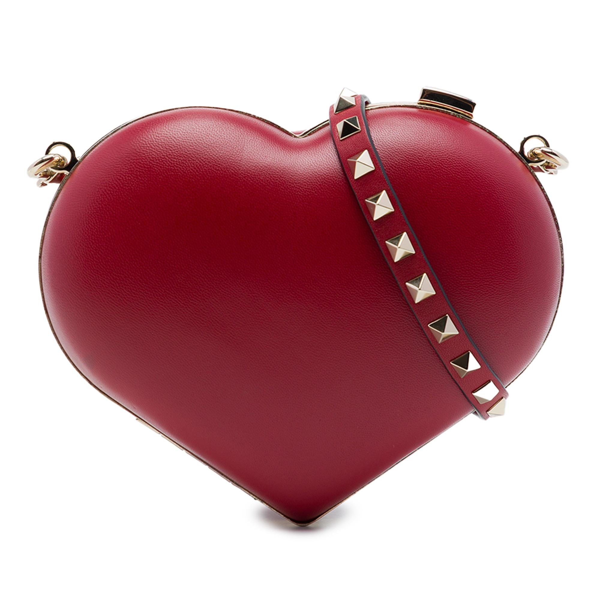 Valentino Leather Rockstud Carry Secrets Heart Minaudiere Crossbody