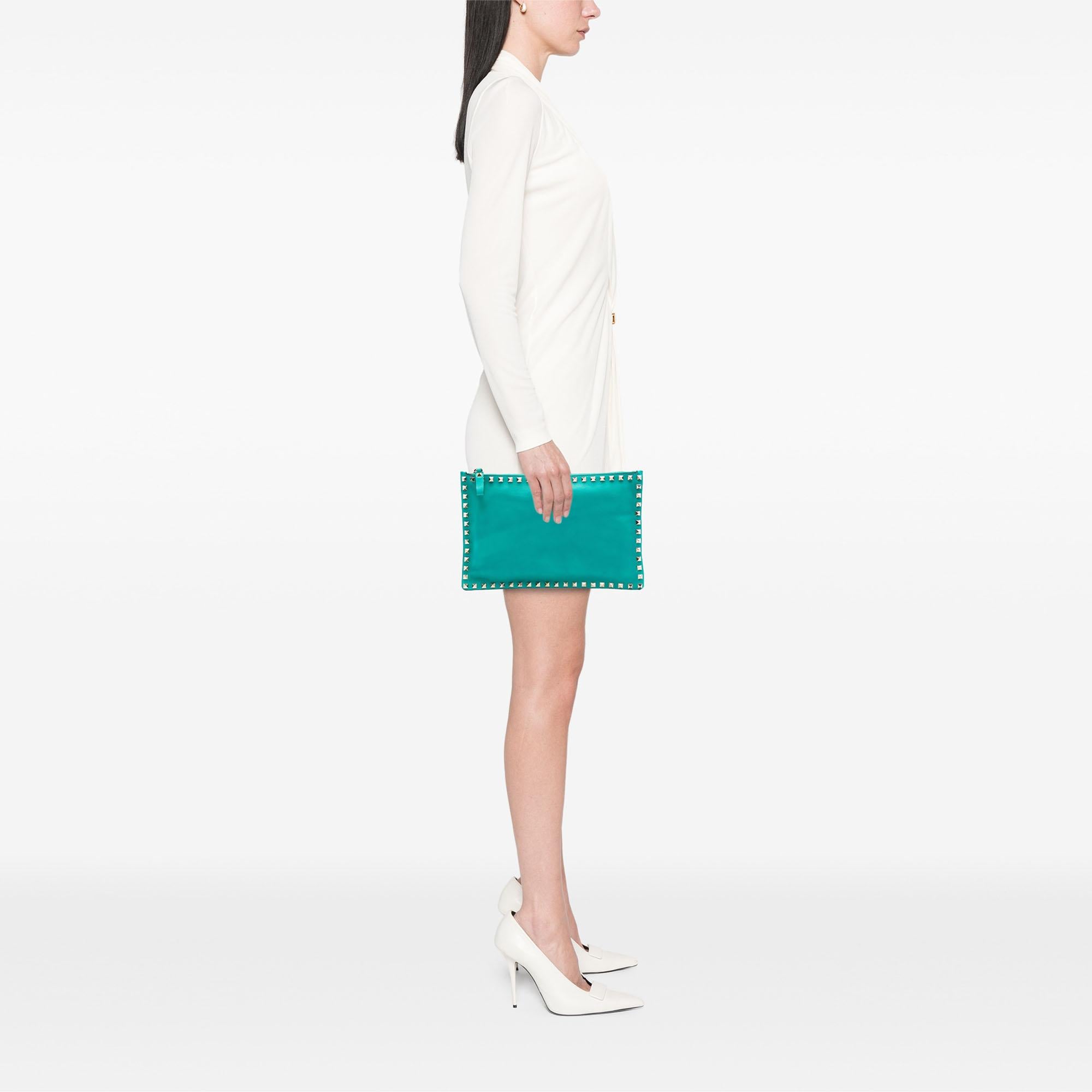 Valentino Leather Rockstud Clutch