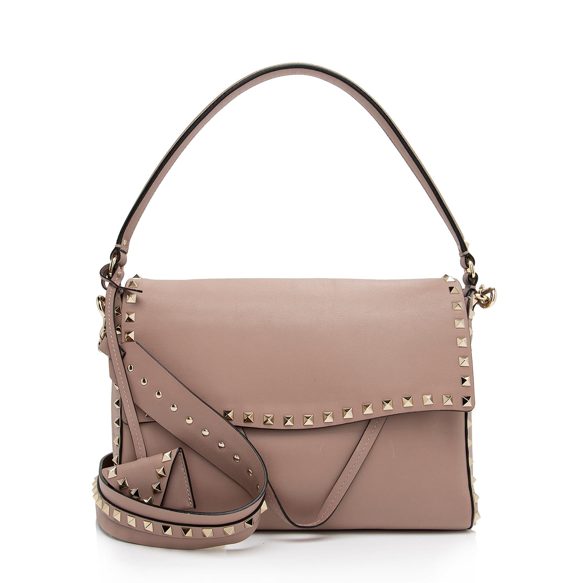 Valentino Leather Rockstud Convertible Shoulder Bag (SHF-TAm8sS)