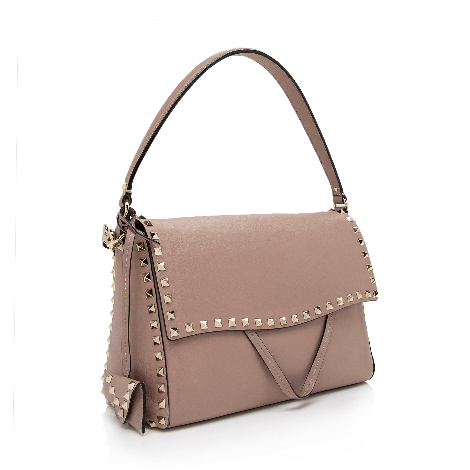 Valentino Leather Rockstud Convertible Shoulder Bag (SHF-TAm8sS)