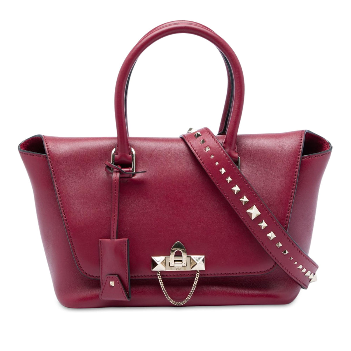 Valentino Leather Rockstud Demilune Satchel