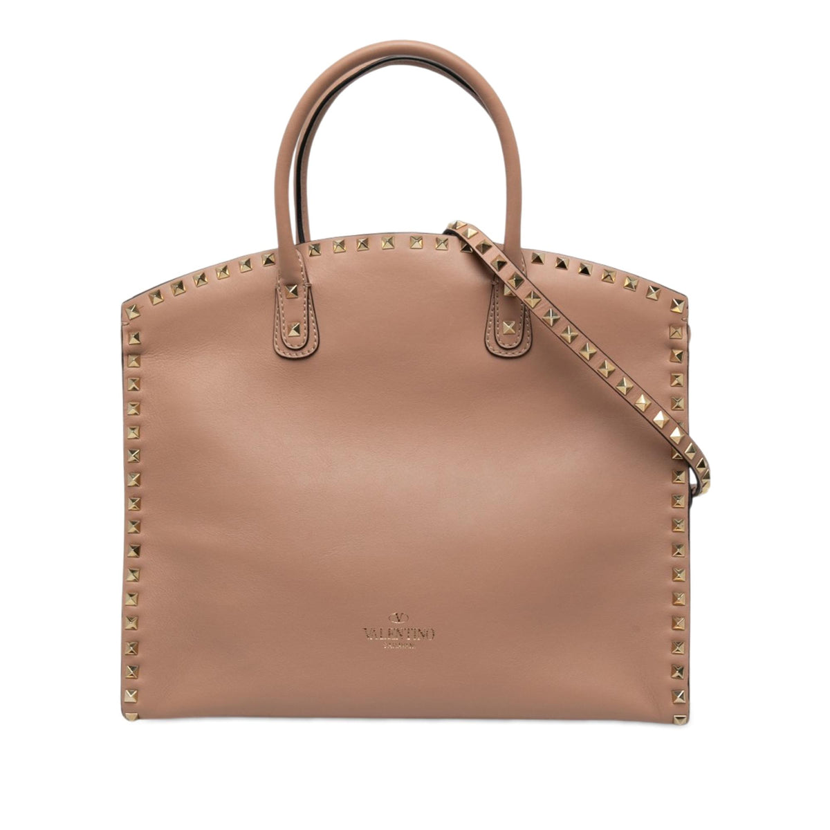 Valentino Leather Rockstud Dome Shopper Satchel