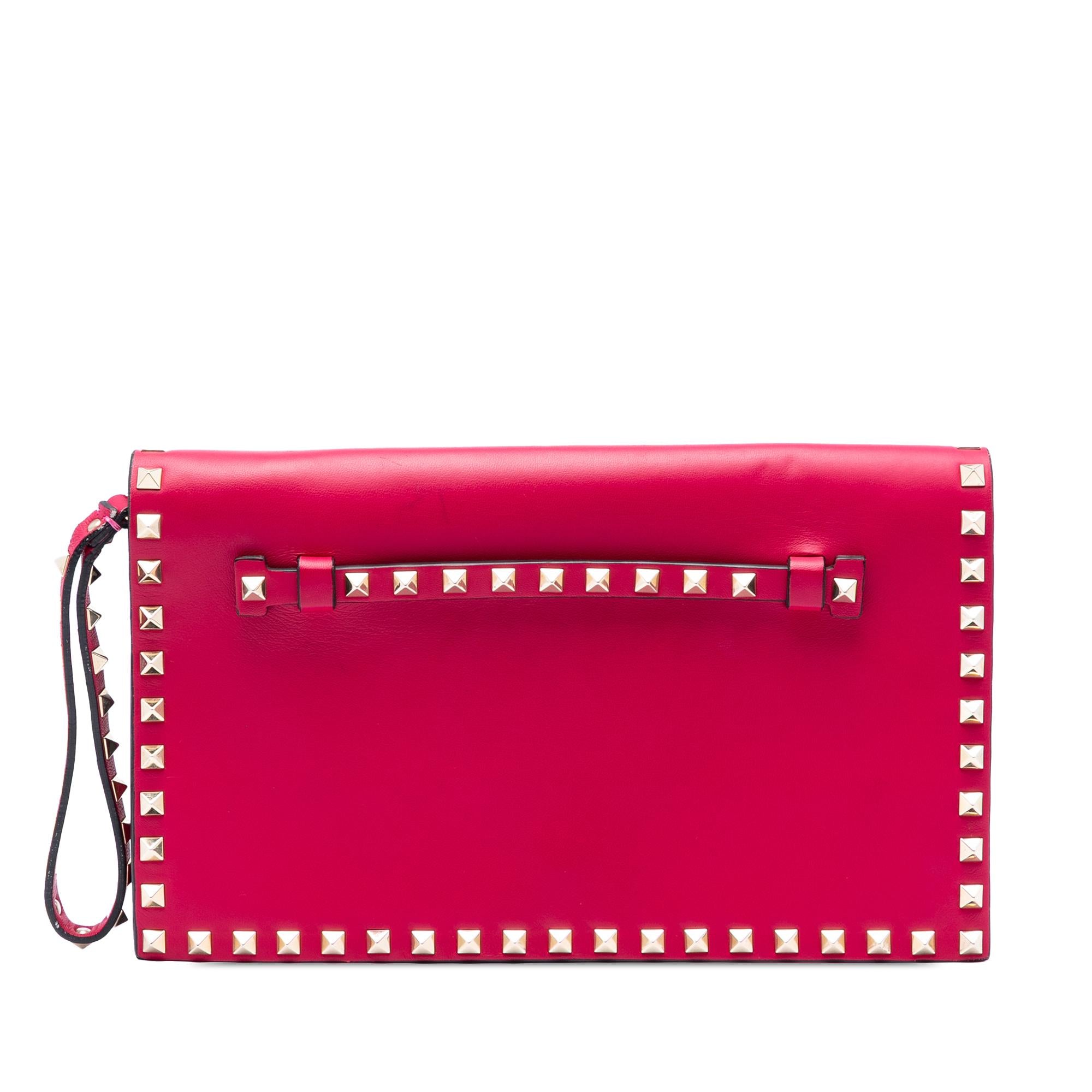 Valentino Leather Rockstud Flap Clutch