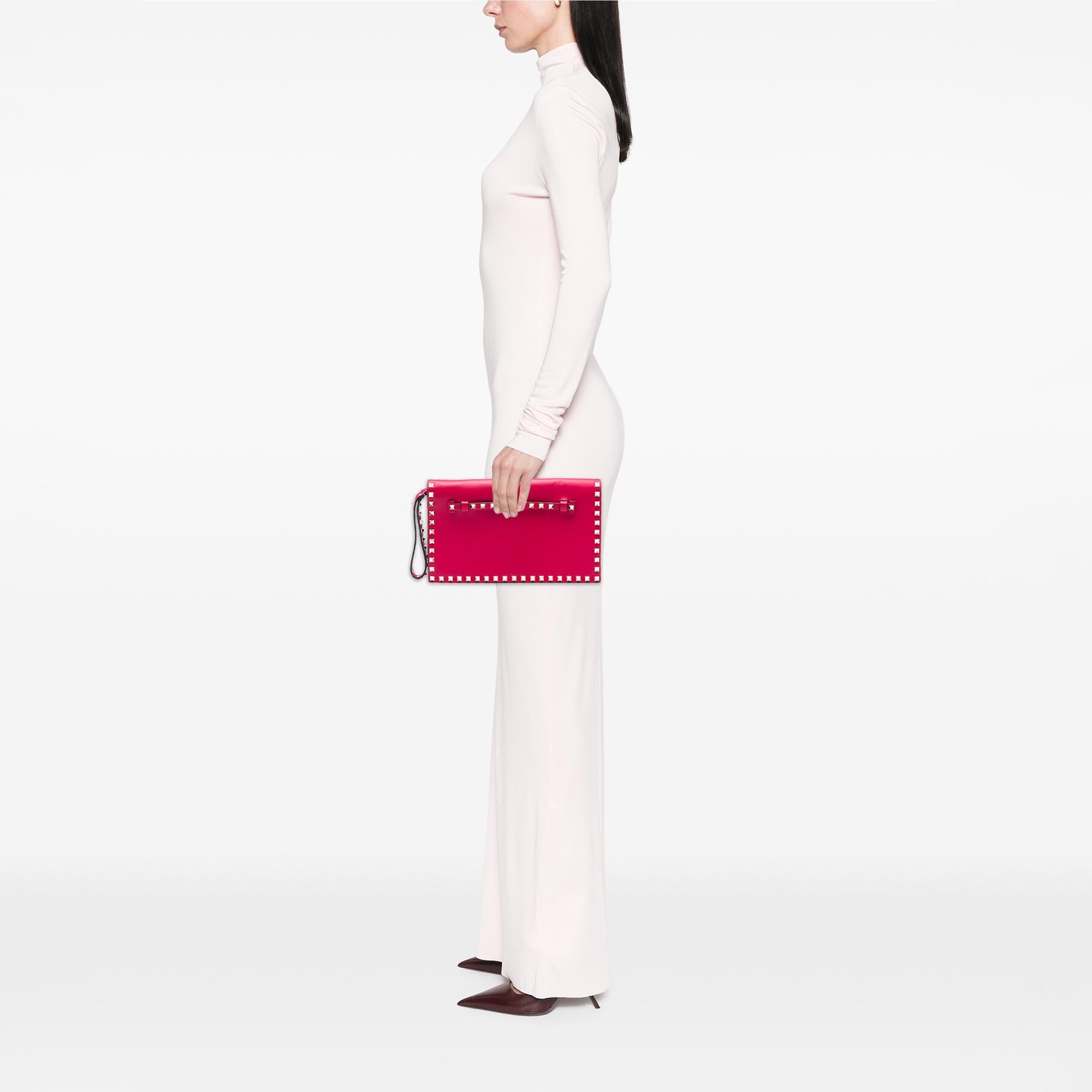 Valentino Leather Rockstud Flap Clutch