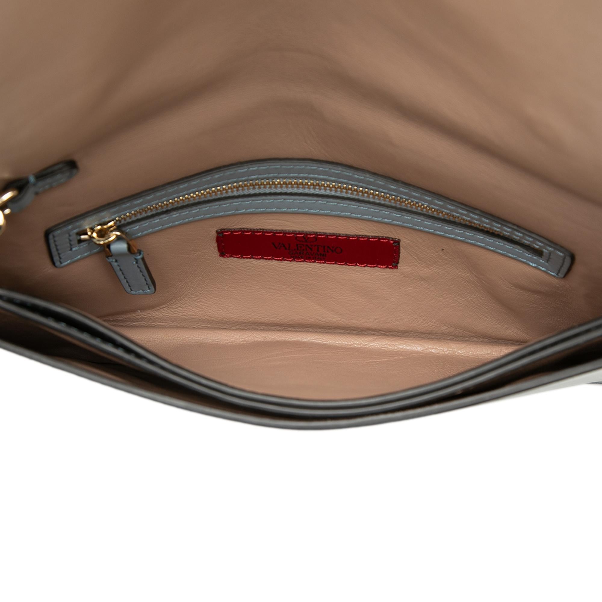 Valentino Leather Rockstud Flap Clutch