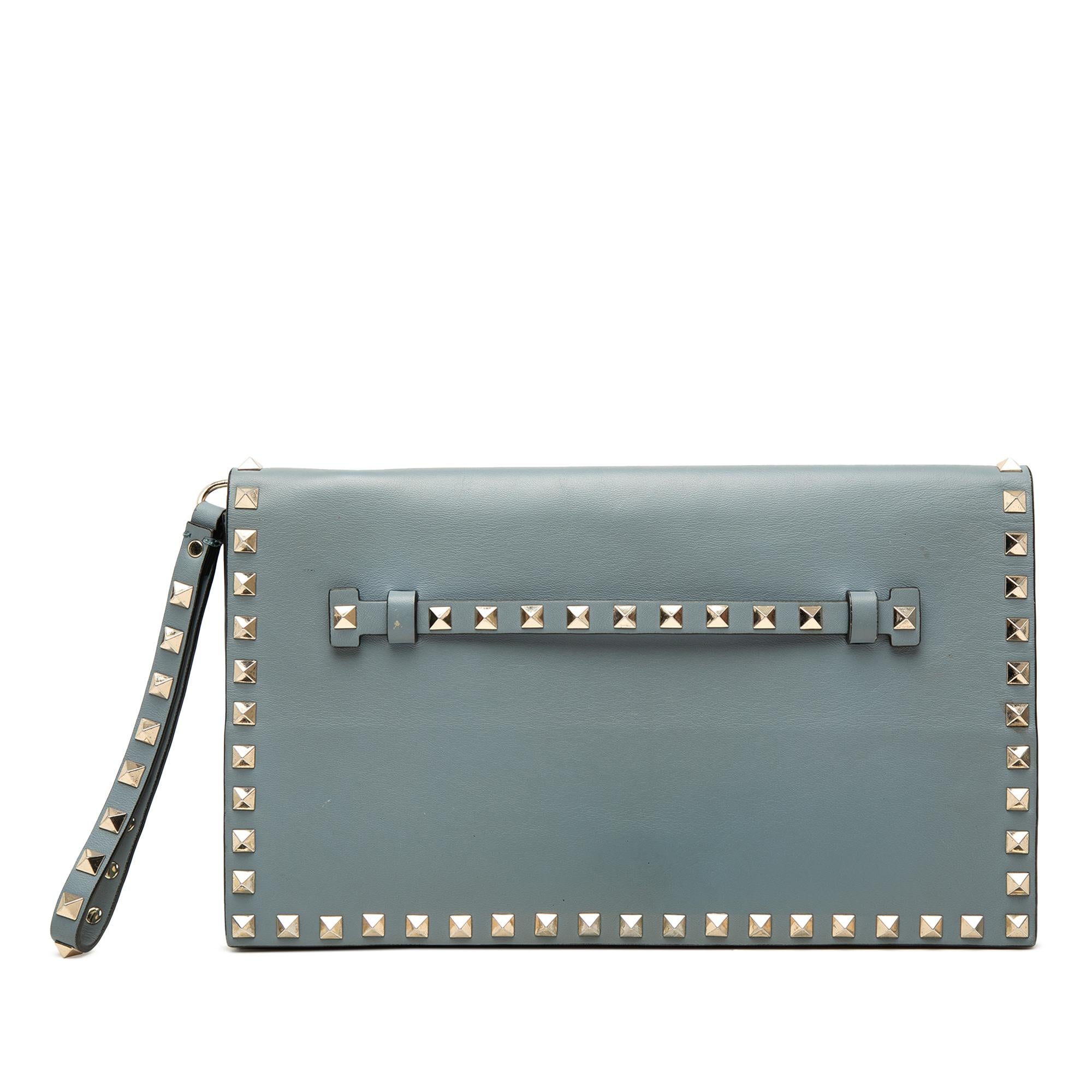 Valentino Leather Rockstud Flap Clutch