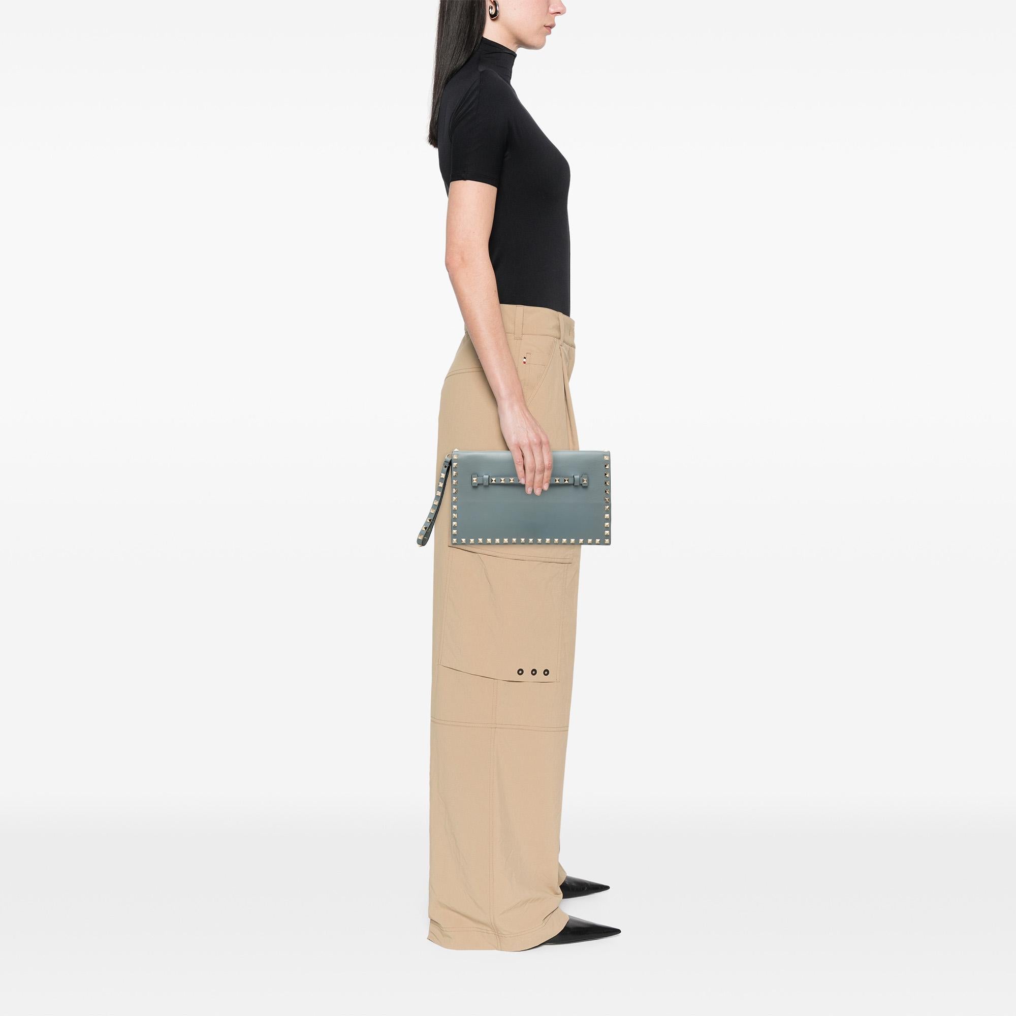 Valentino Leather Rockstud Flap Clutch