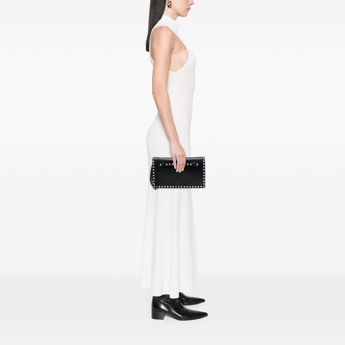 Valentino Leather Rockstud Flap Clutch