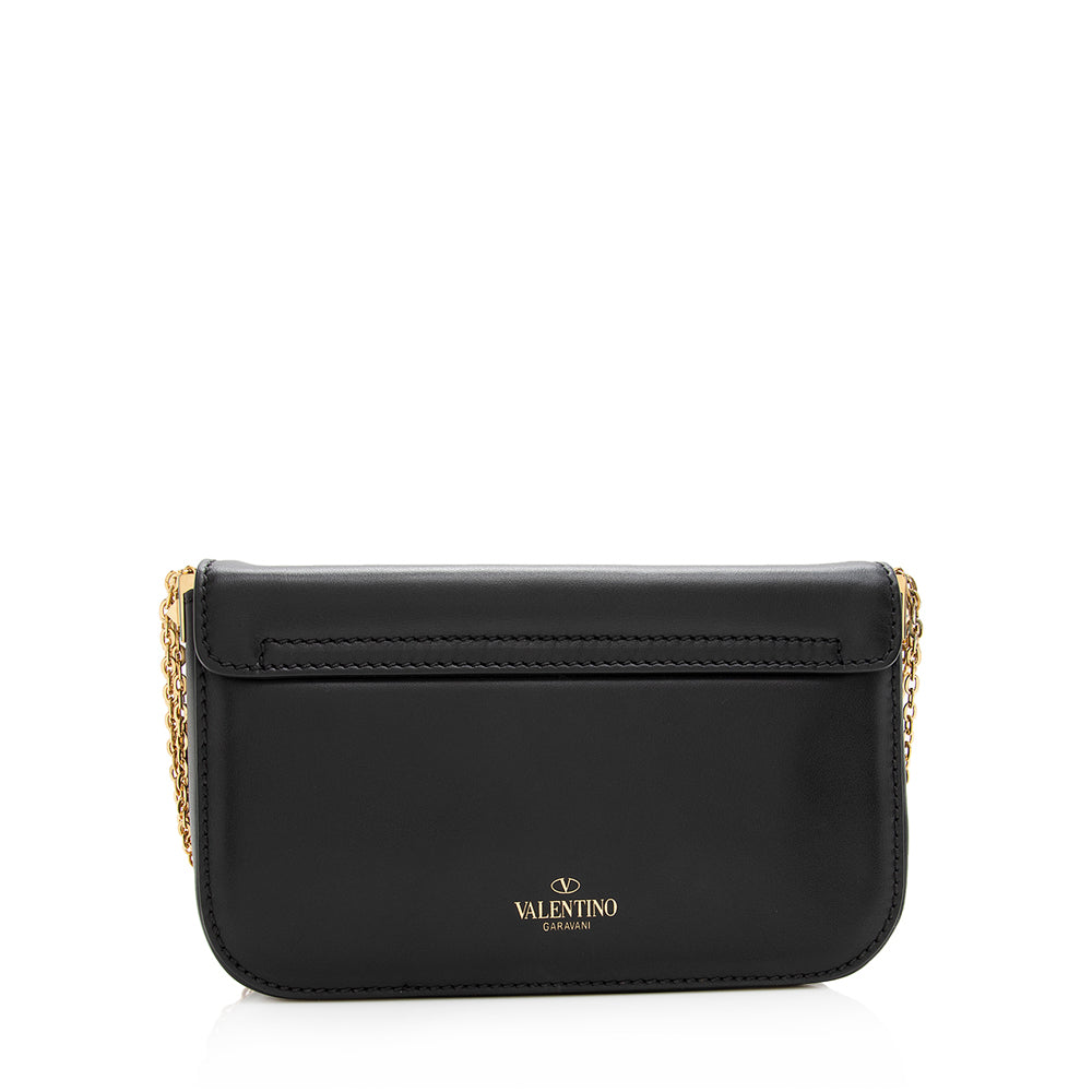 Valentino Leather Rockstud Glam Lock Shoulder Bag (SHF-20905)