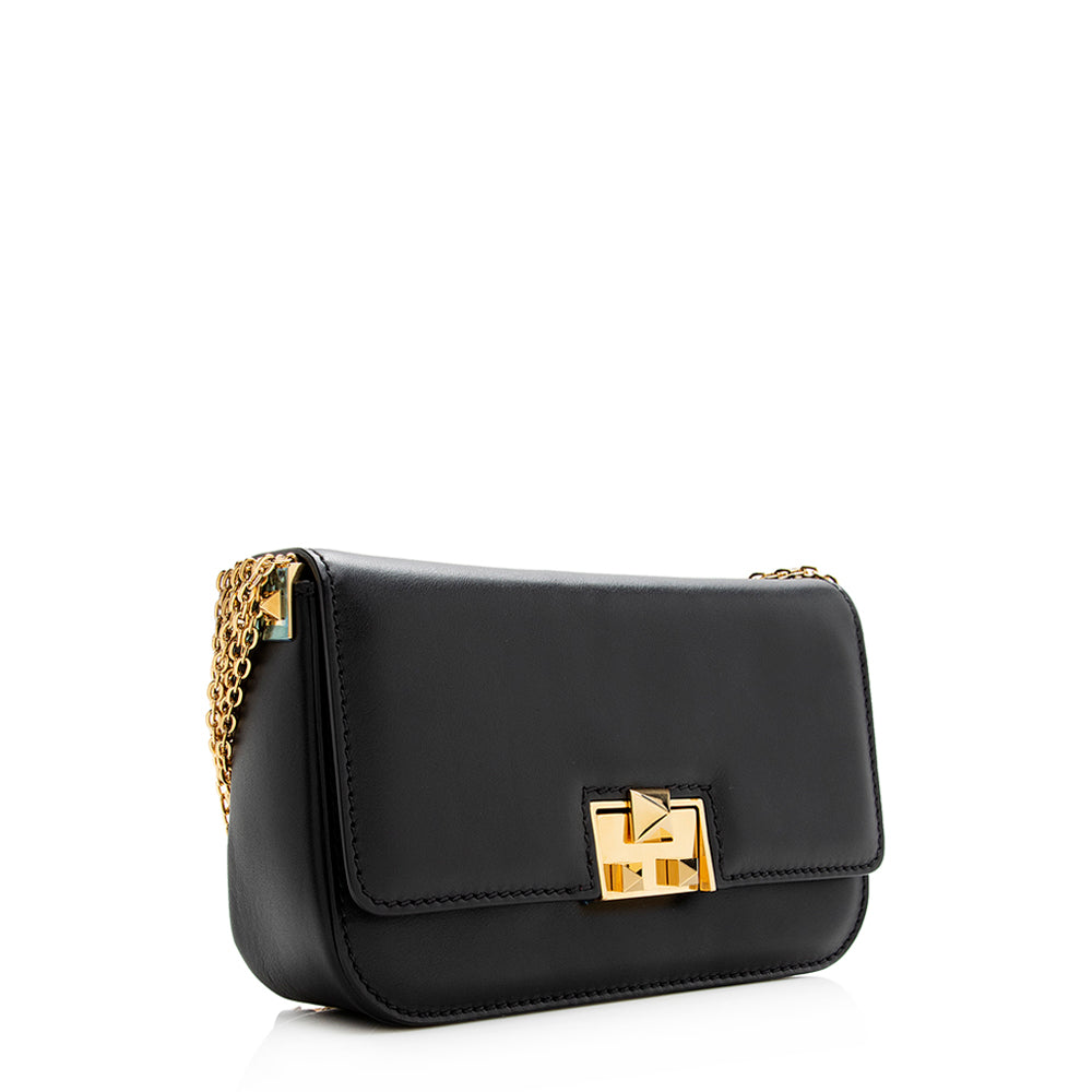 Valentino Leather Rockstud Glam Lock Shoulder Bag (SHF-20905)