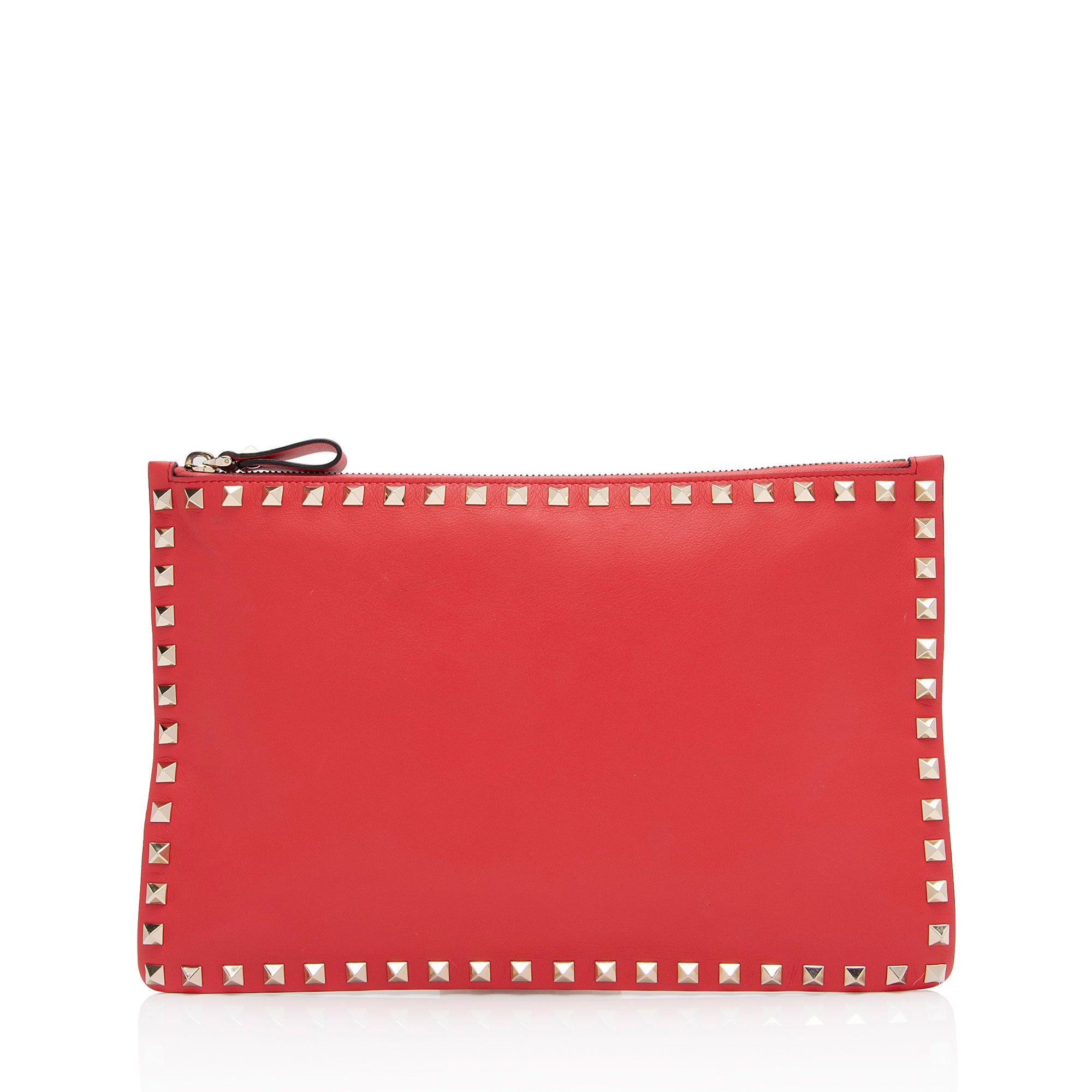 Valentino Leather Rockstud Large Flat Clutch (SHF-a0ZZBM)