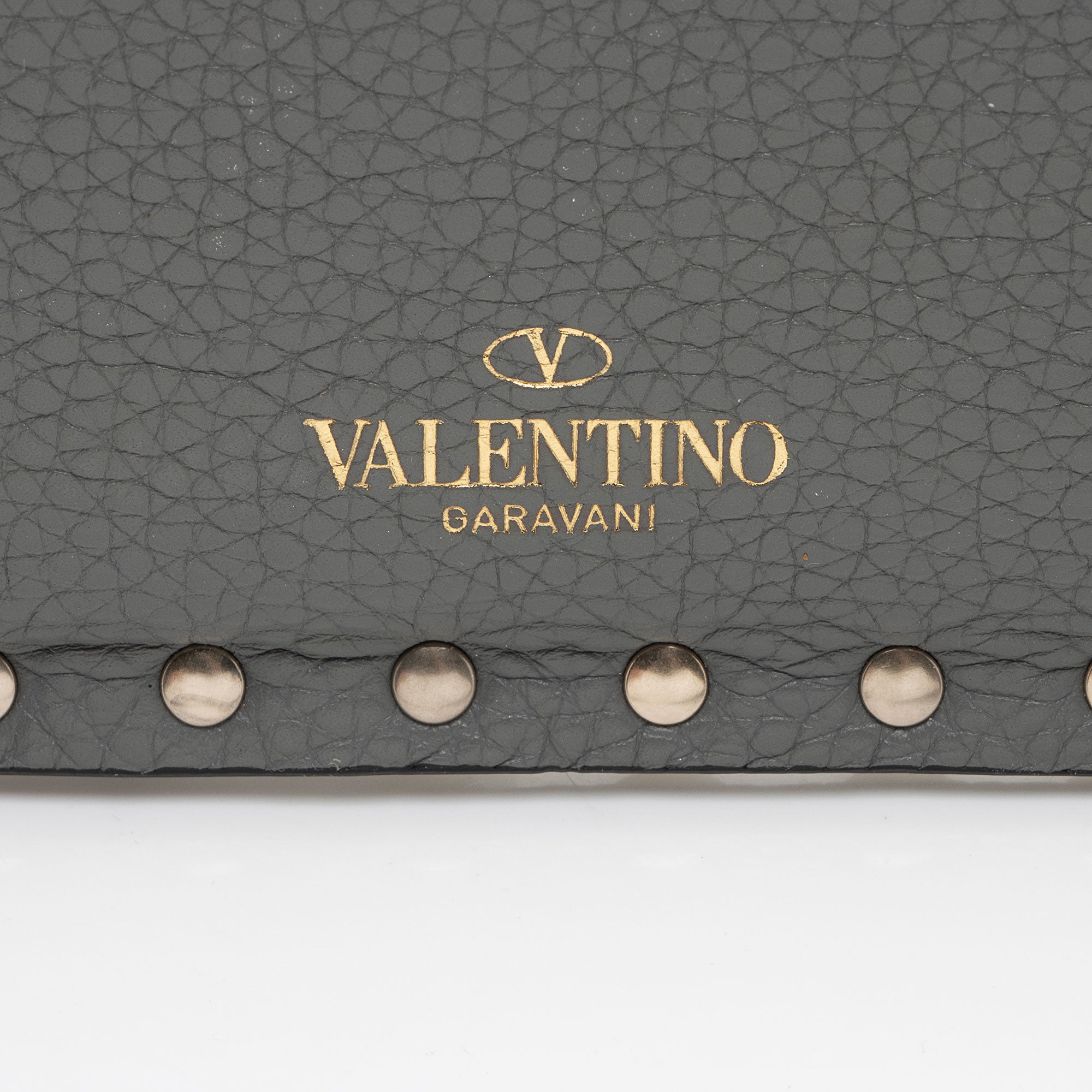 Valentino Leather Rockstud Large Flat Clutch