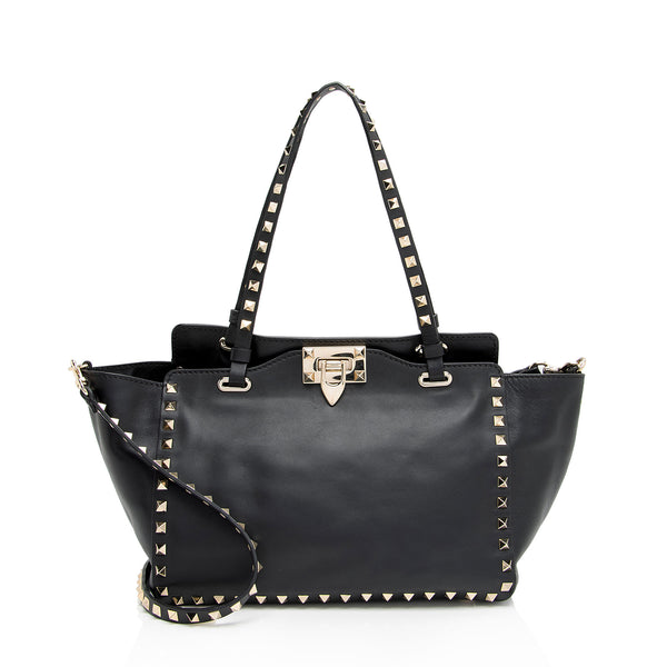 Valentino Leather Rockstud Small Tote (SHF-oEYL8h)
