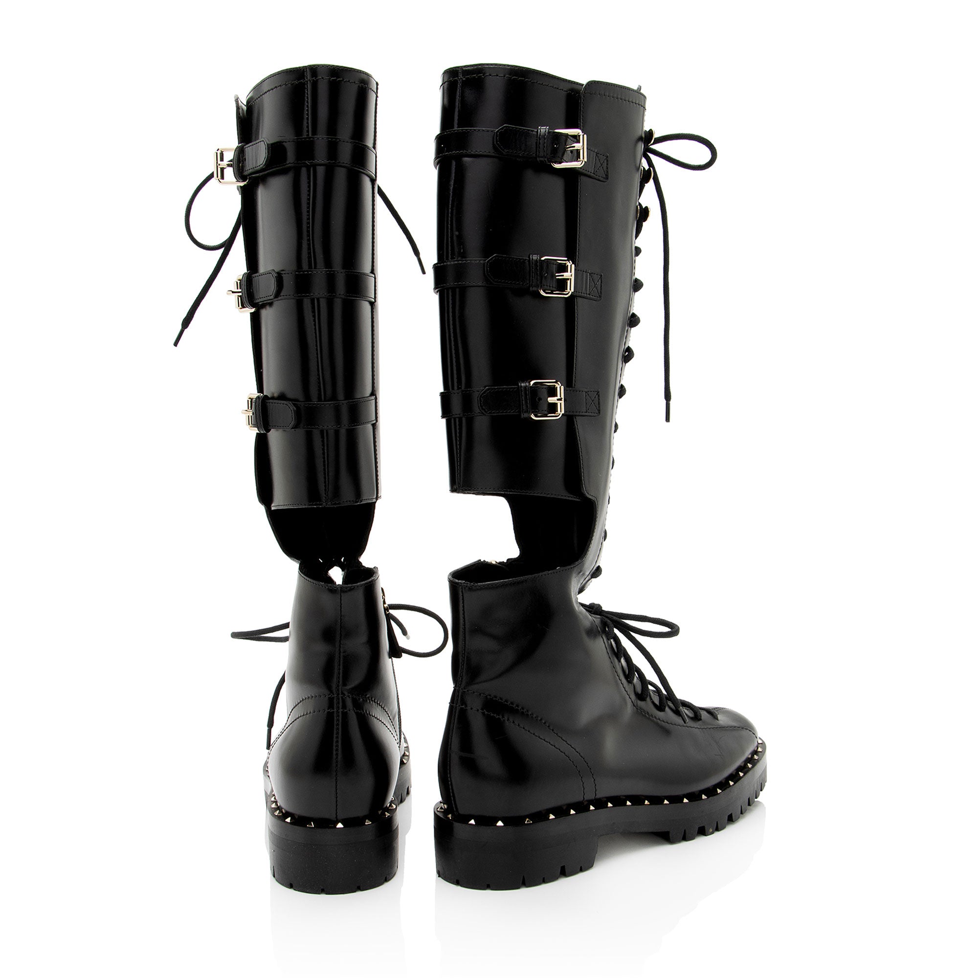 Valentino Leather Rockstud Soul Split Boots - Size 8.5 / 38.5