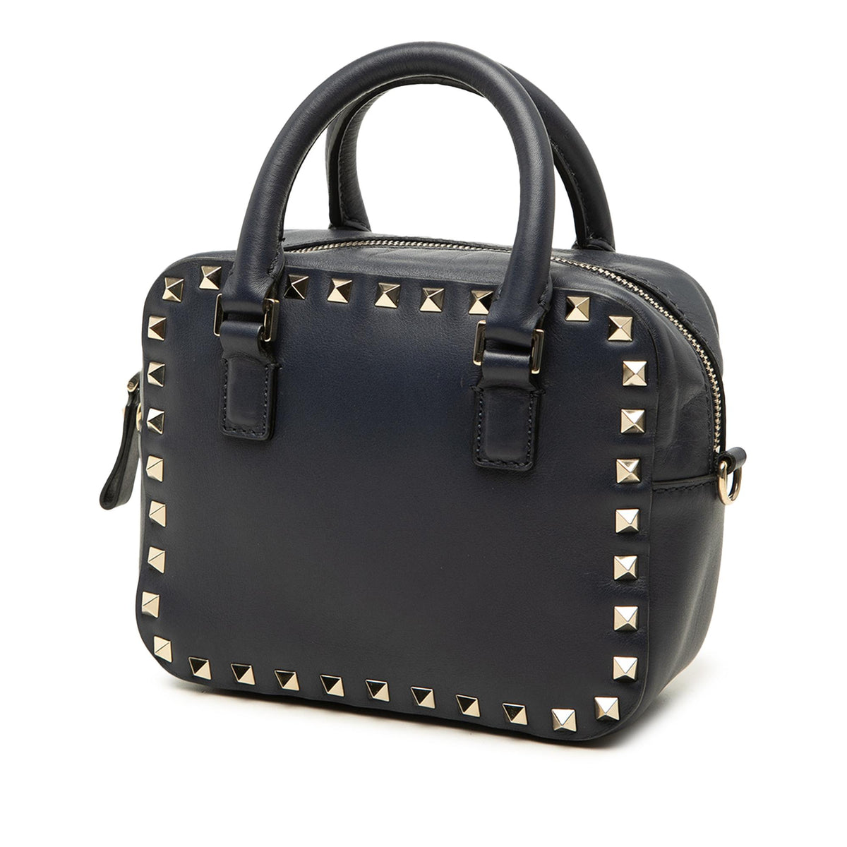 Valentino Leather Rockstud Top Handle Bag