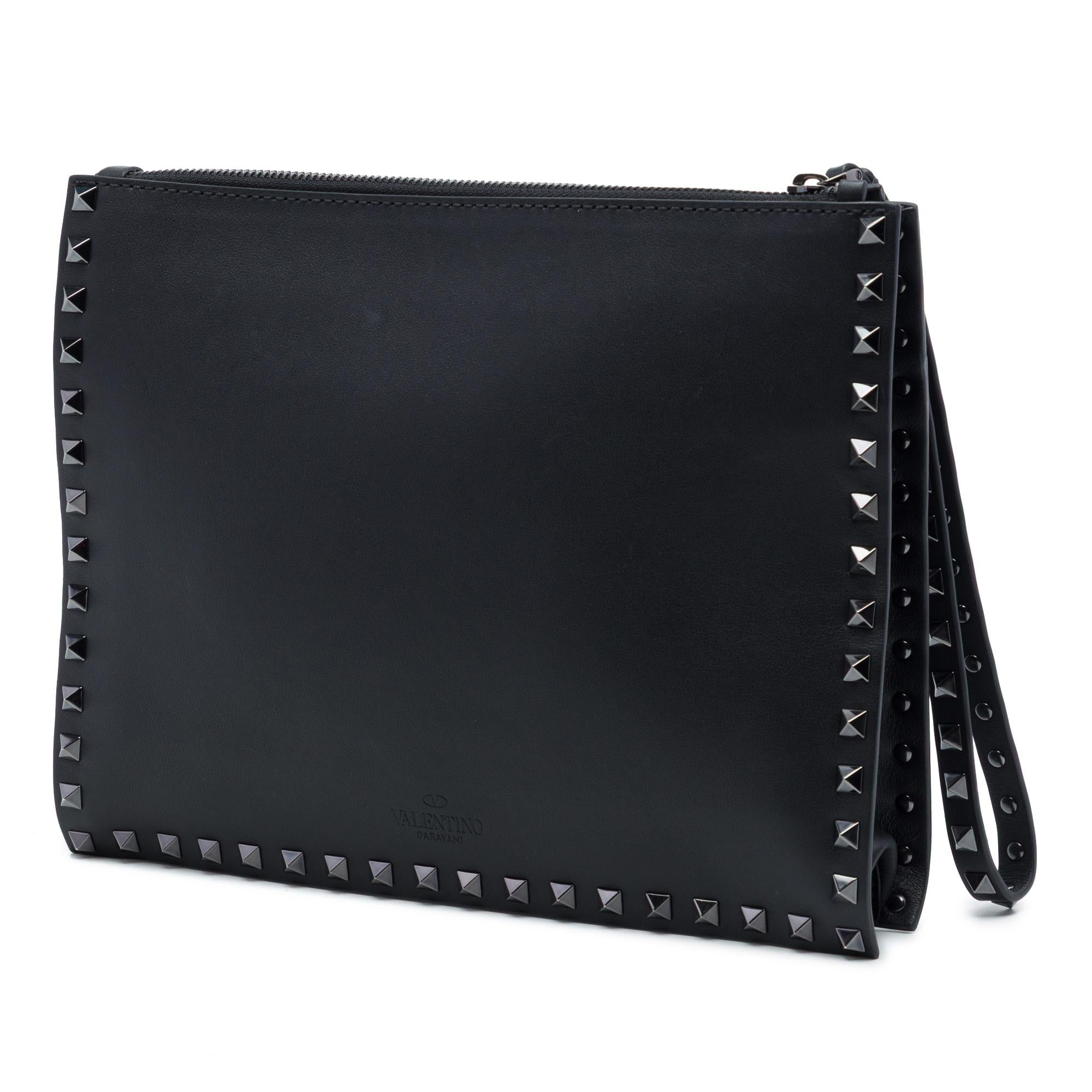 Valentino Leather Rockstud Untitled Wristlet Clutch